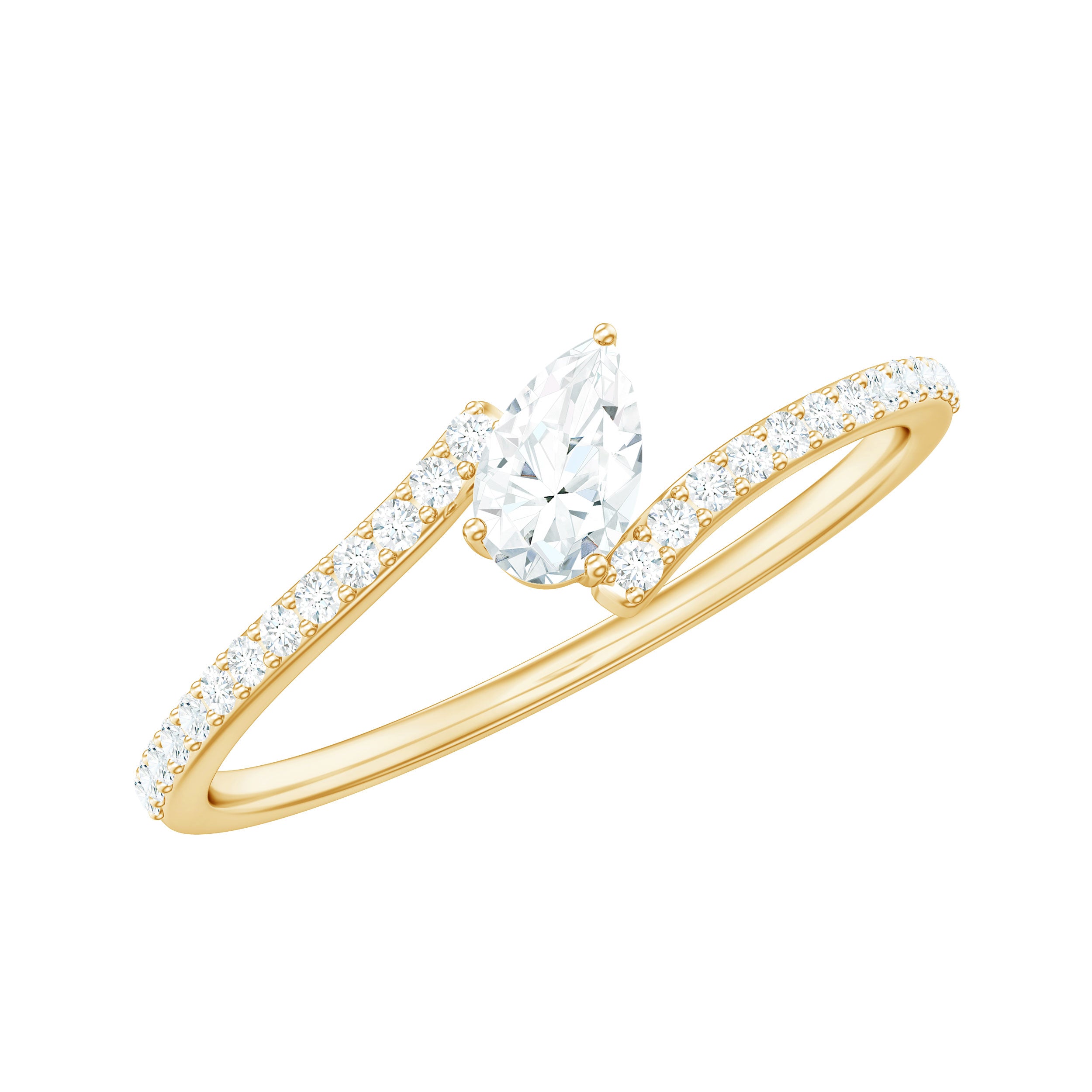 Certified Natural Diamond Promise Ring with Bypass Shank Natural - ( HI-SI ) - Rosec Jewels