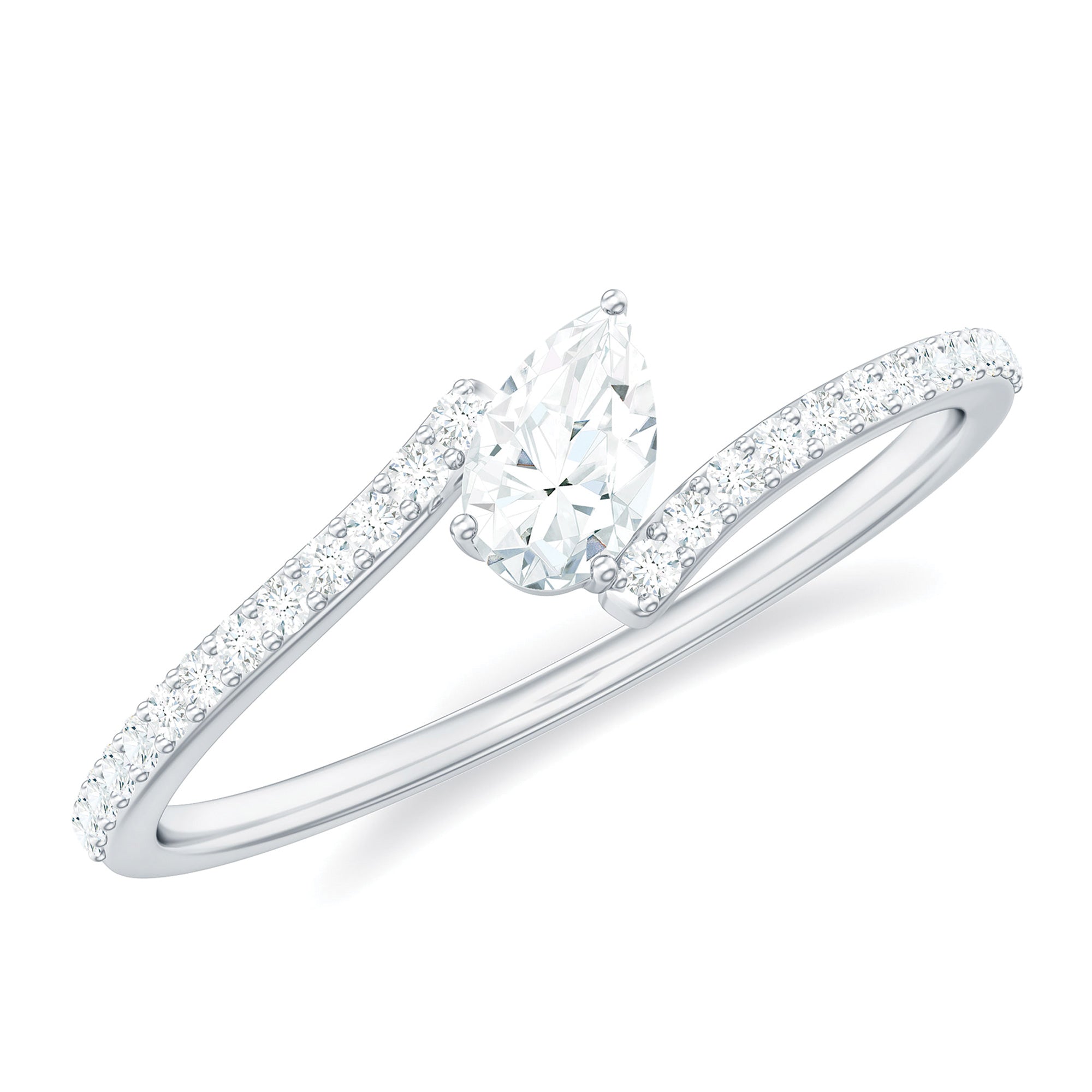 Pear Shaped Solitaire Moissanite Bypass Promise Ring