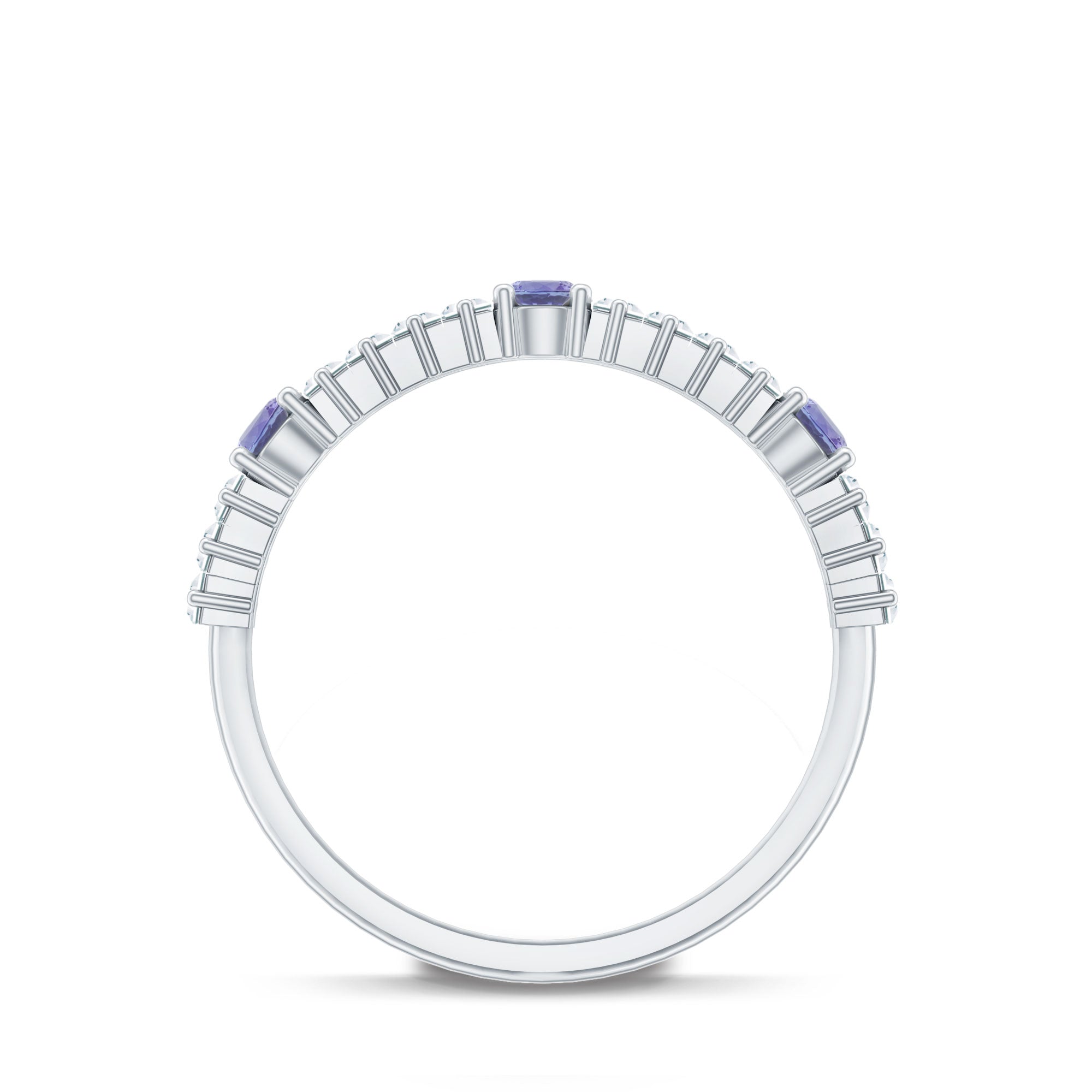 Classic Tanzanite and Diamond Half Eternity Band Ring AAA - Rosec Jewels