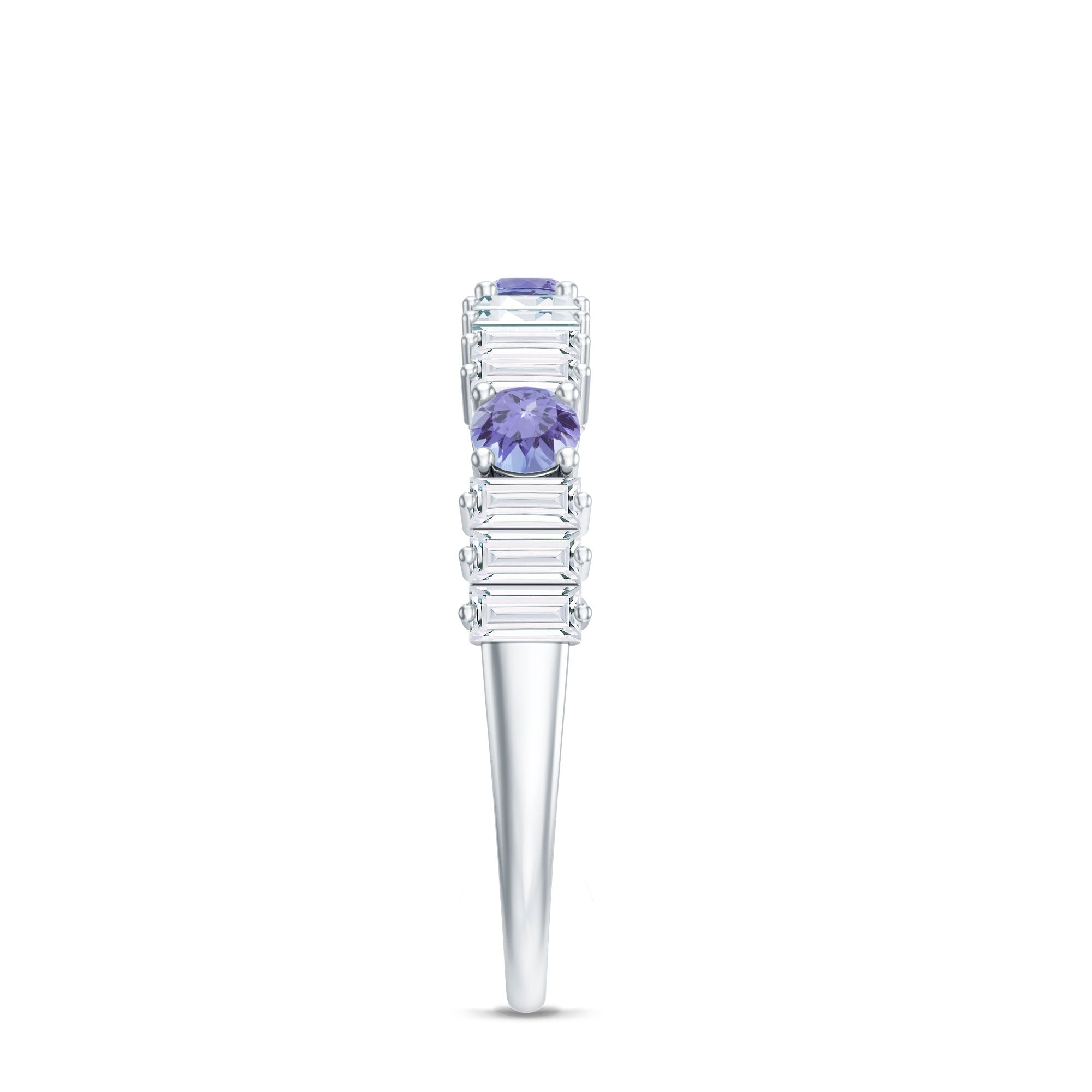 Classic Tanzanite and Diamond Half Eternity Band Ring AAA - Rosec Jewels