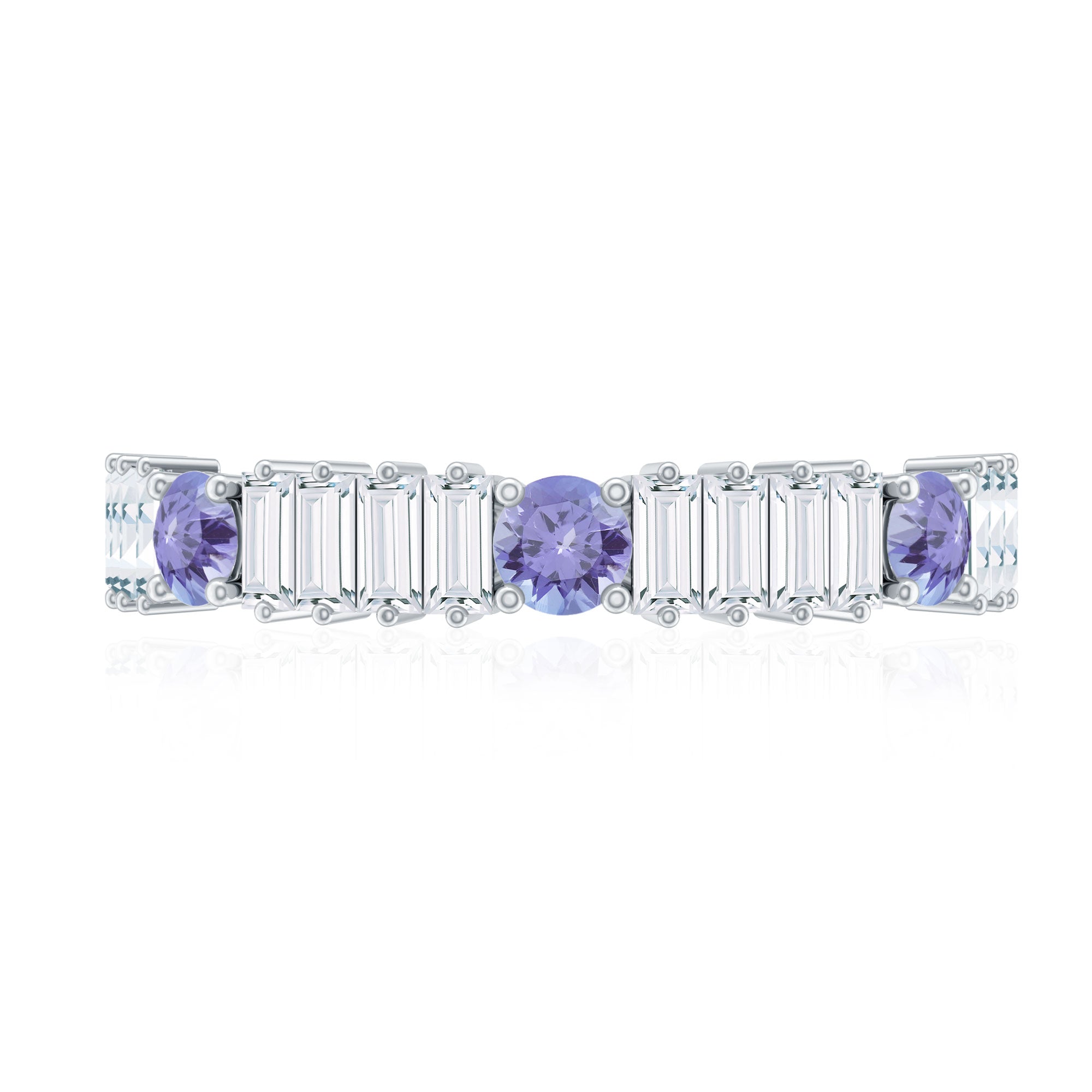 Classic Tanzanite and Diamond Half Eternity Band Ring AAA - Rosec Jewels