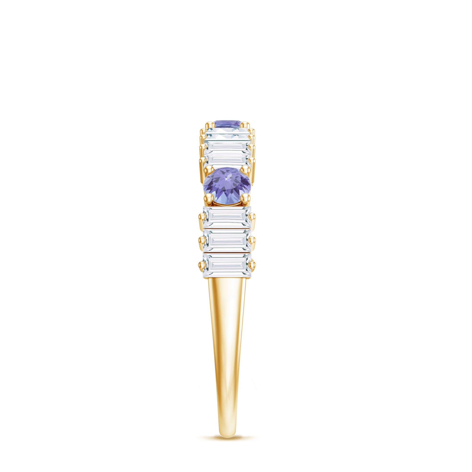 Classic Tanzanite and Diamond Half Eternity Band Ring AAA - Rosec Jewels