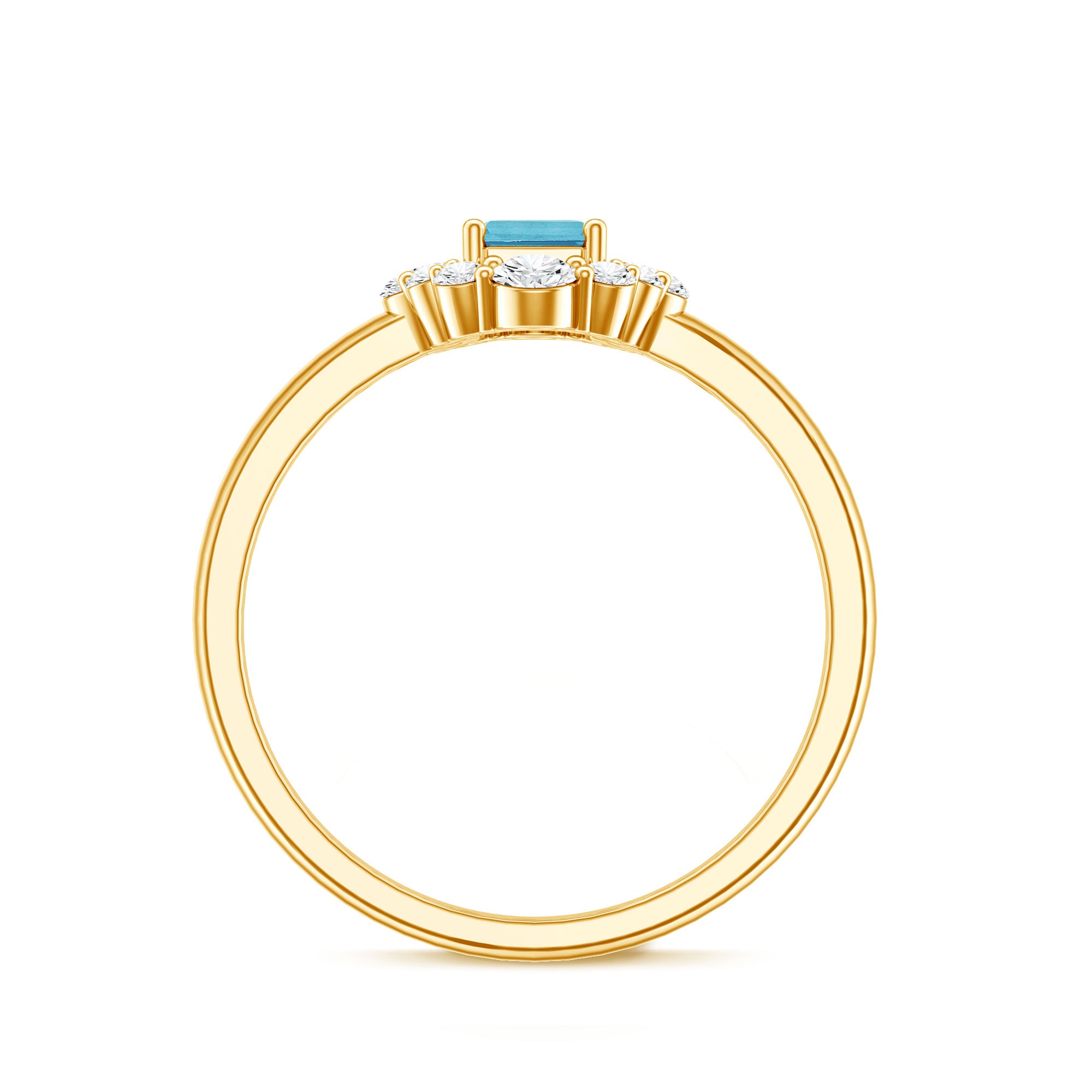 Octagon Aquamarine Engagement Ring with Diamond Halo AAA - Rosec Jewels