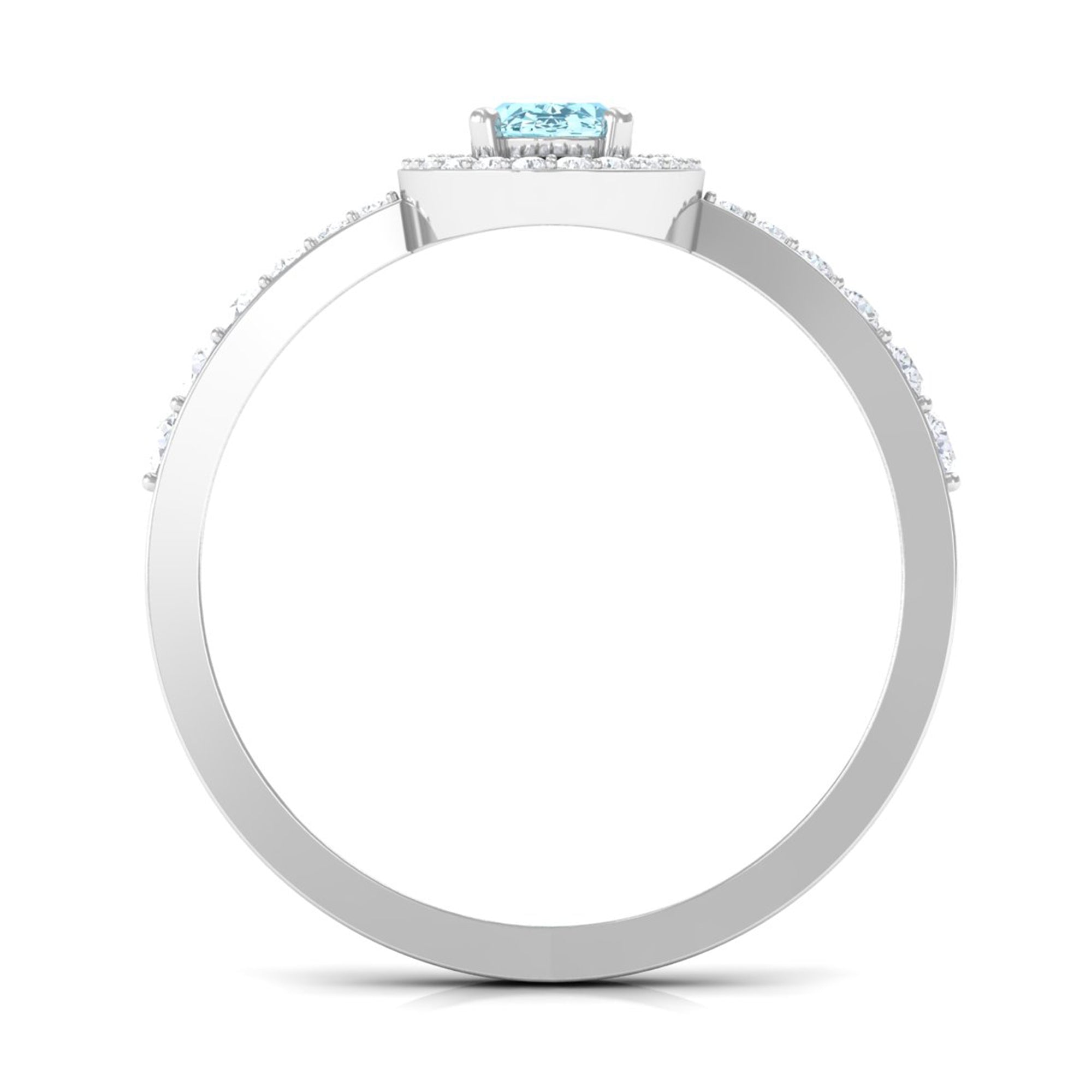 Rosec Jewels-1 CT Aquamarine Engagement Ring with Diamond Halo