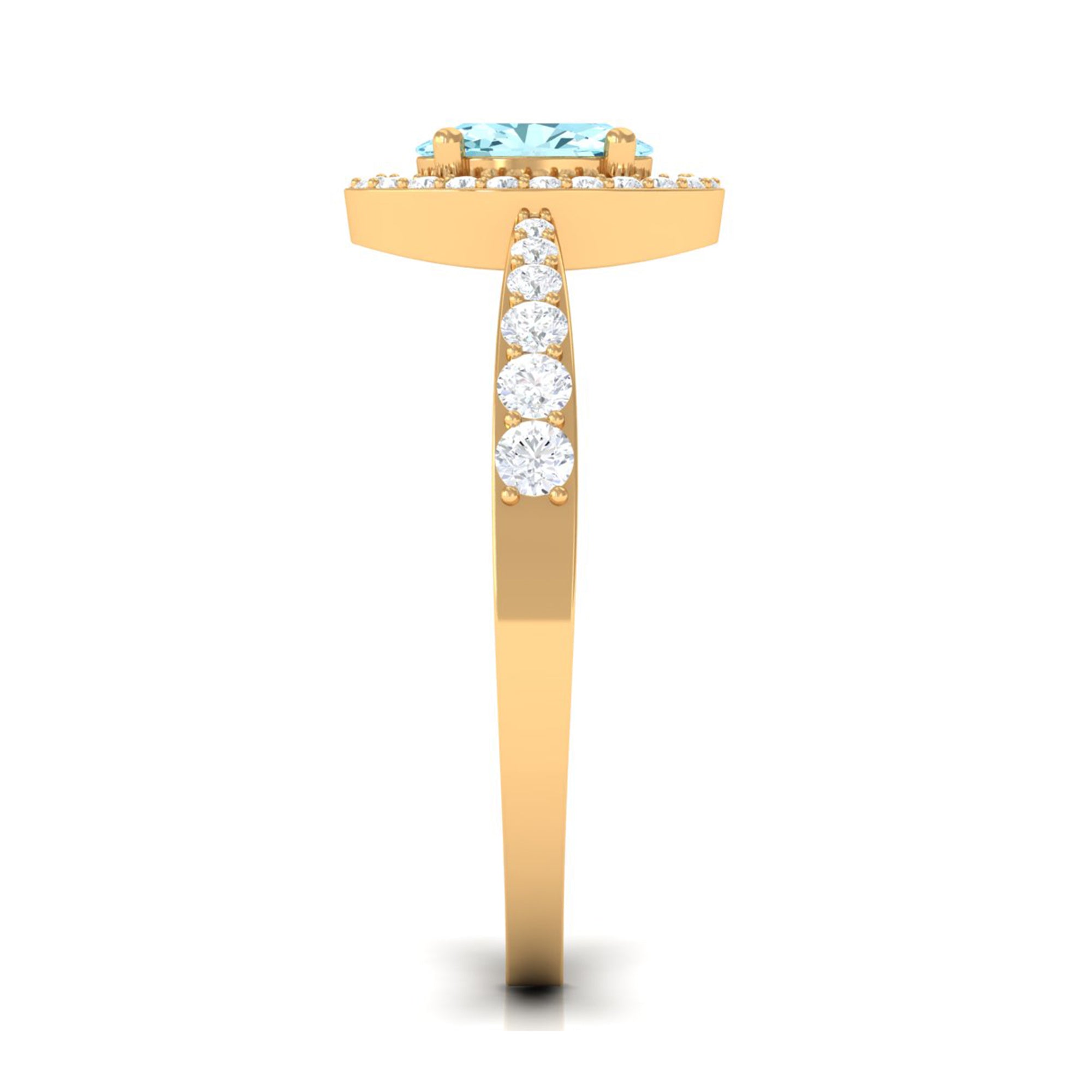 Rosec Jewels-1 CT Aquamarine Engagement Ring with Diamond Halo