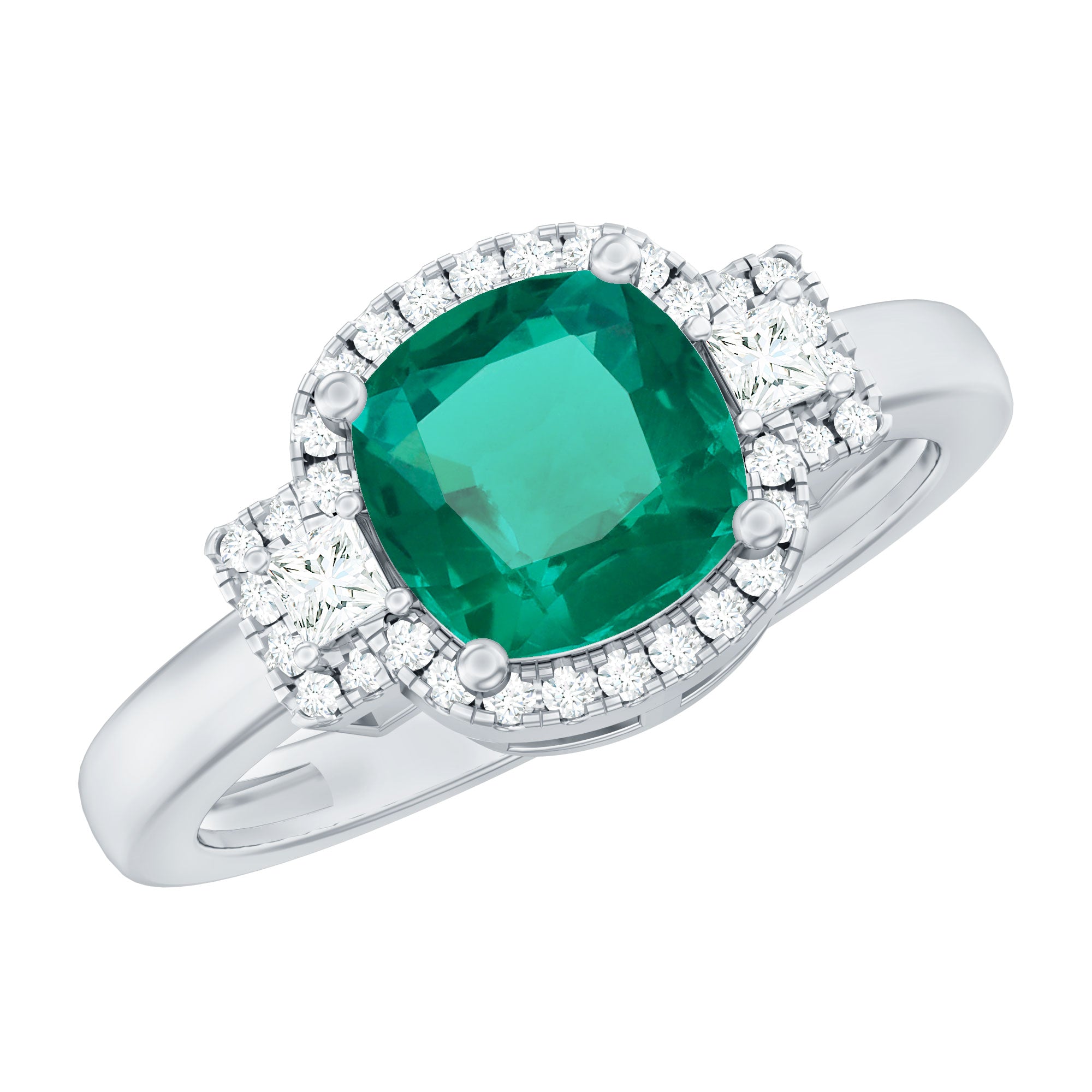 Cushion Cut 8 mm Lab Grown Emerald Diamond Statement Engagement Ring