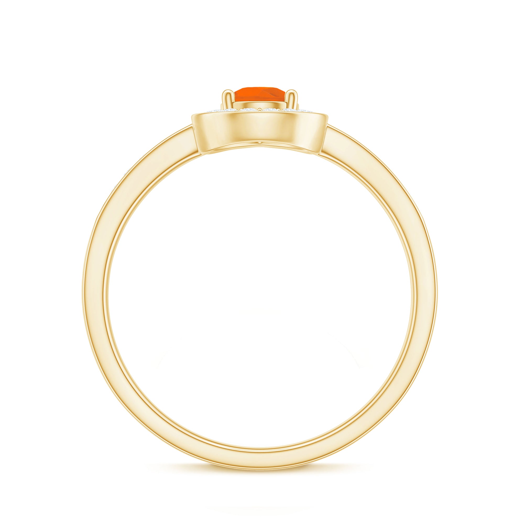 Rosec Jewels-Classic Fire Opal Engagement Ring with Diamond Halo