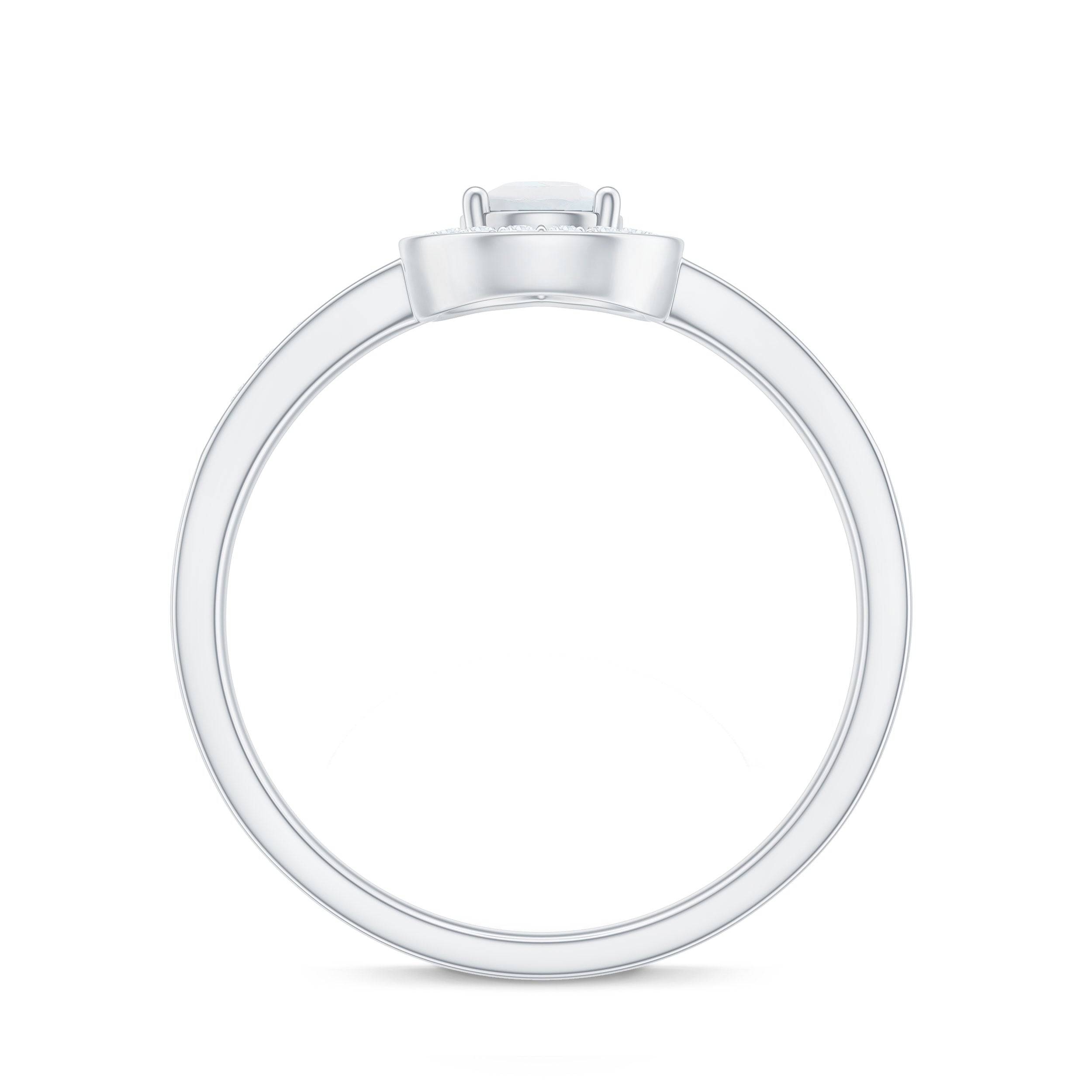1.25 CT Classic Moonstone and Diamond Halo Engagement Ring AAA - Rosec Jewels