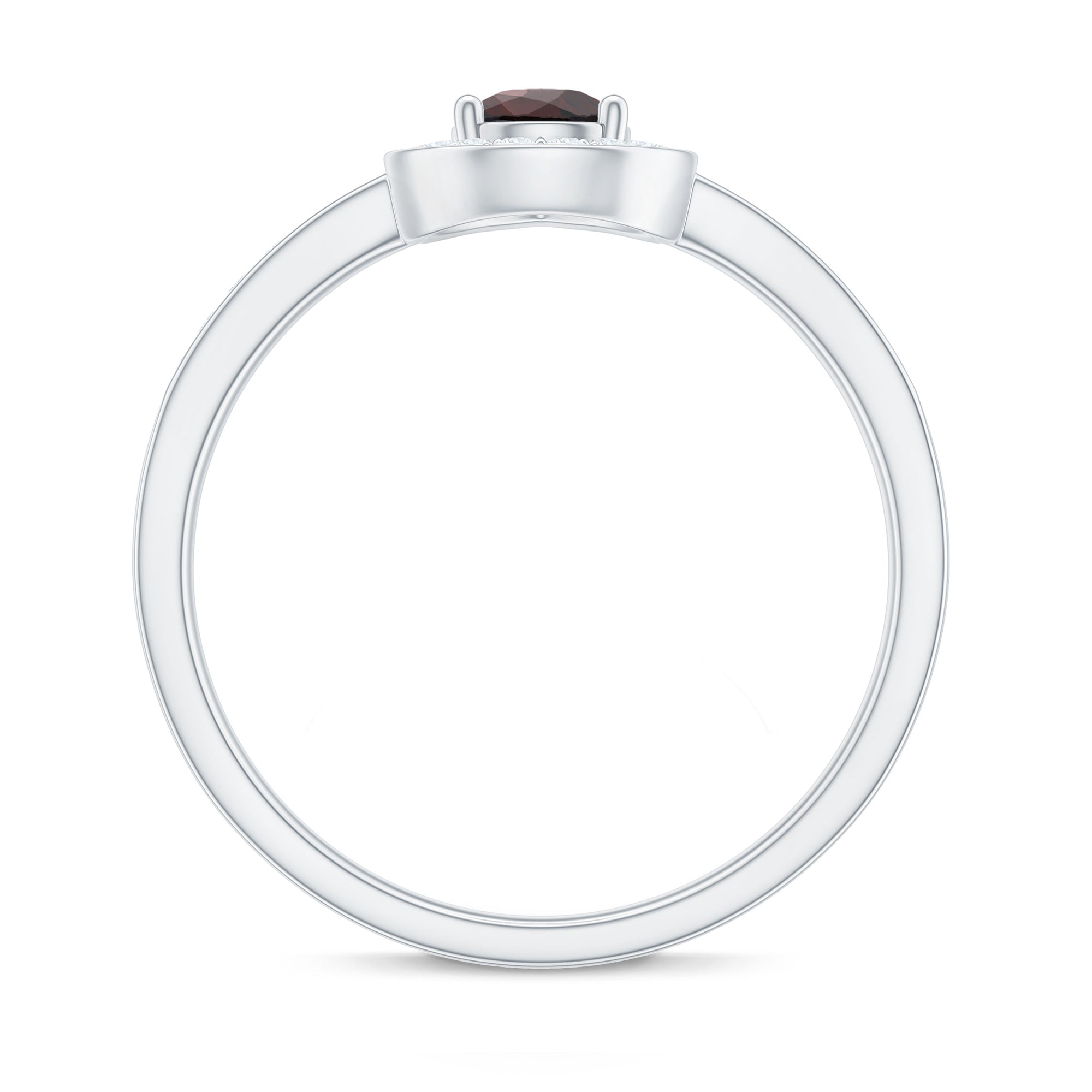 Classic Garnet Pear Shaped Engagement Ring with Diamond Halo AAA - Rosec Jewels