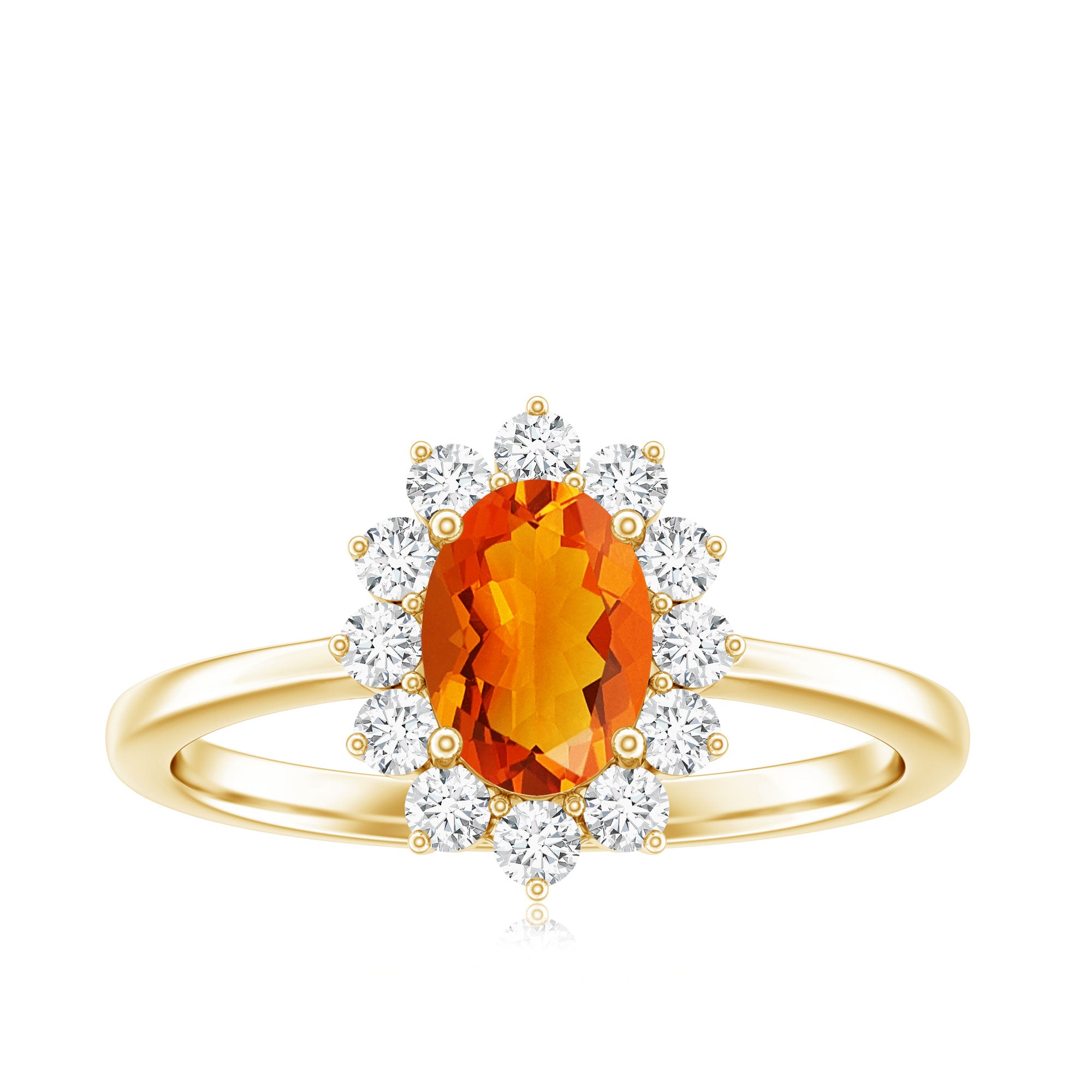 1 CT Princess Diana Inspired Fire Opal and Diamond Engagement Ring AAA - Rosec Jewels