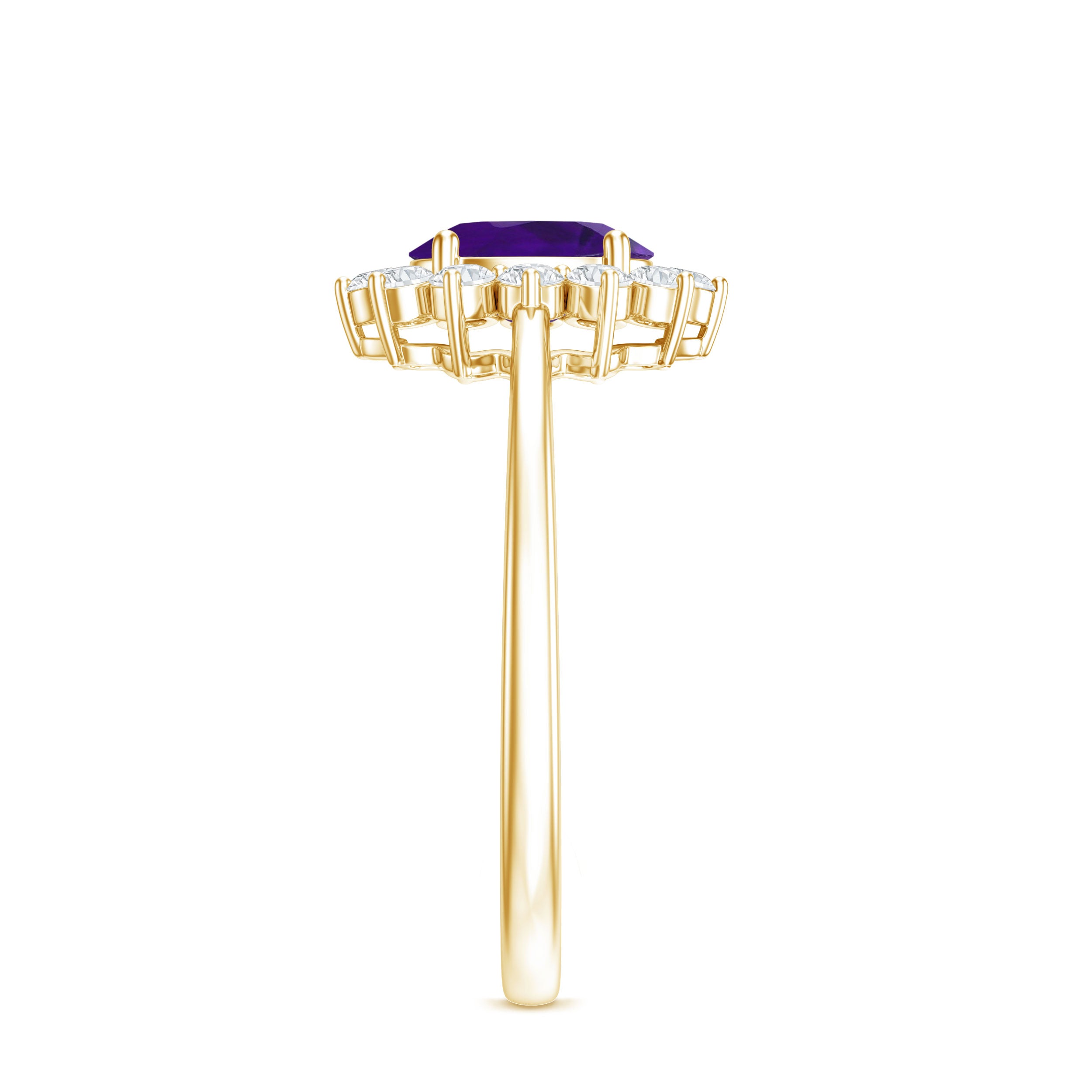1.5 CT Princess Diana Inspired Amethyst Engagement Ring Diamond Halo AAA - Rosec Jewels