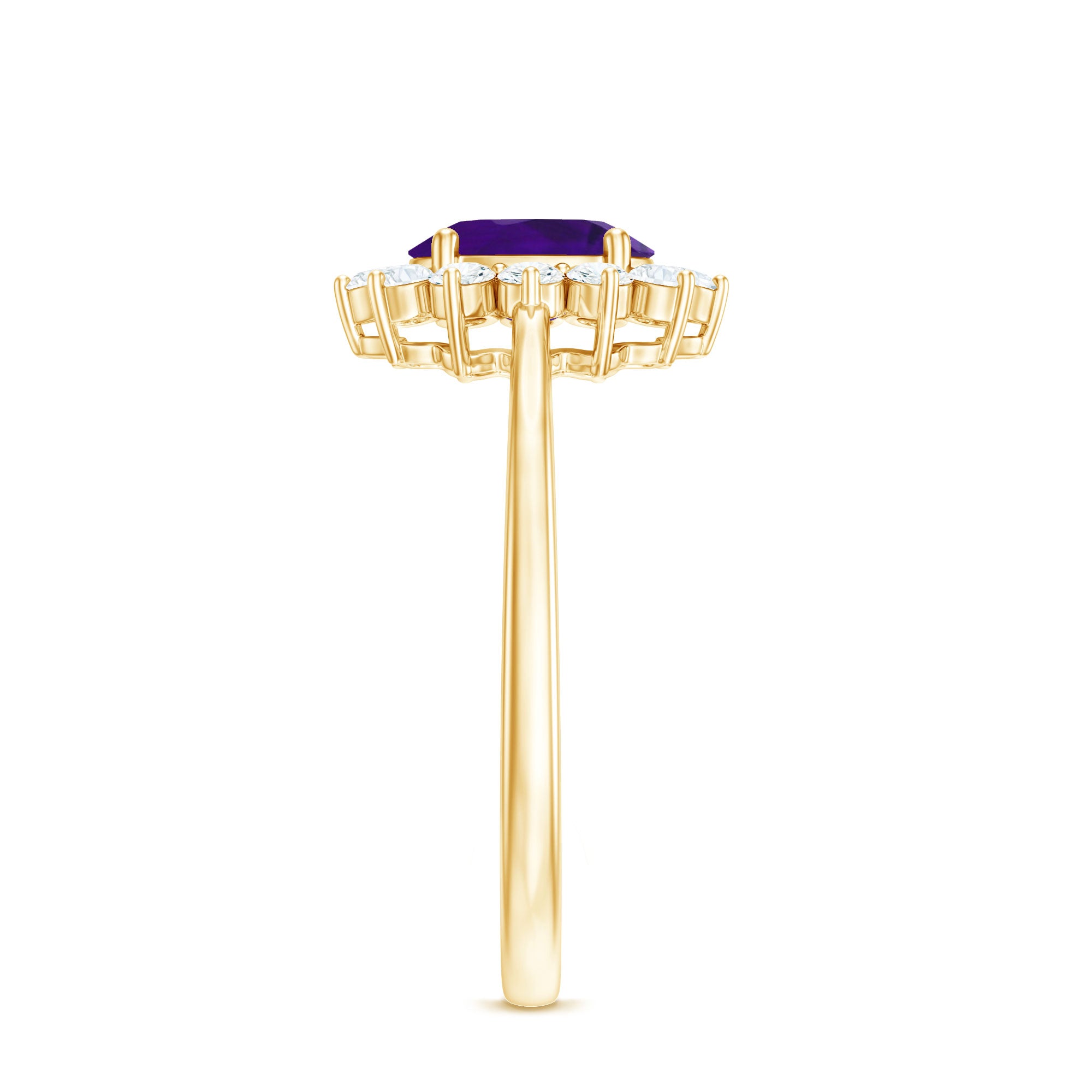 Rosec Jewels-1.5 CT Princess Diana Inspired Amethyst Engagement Ring Diamond Halo