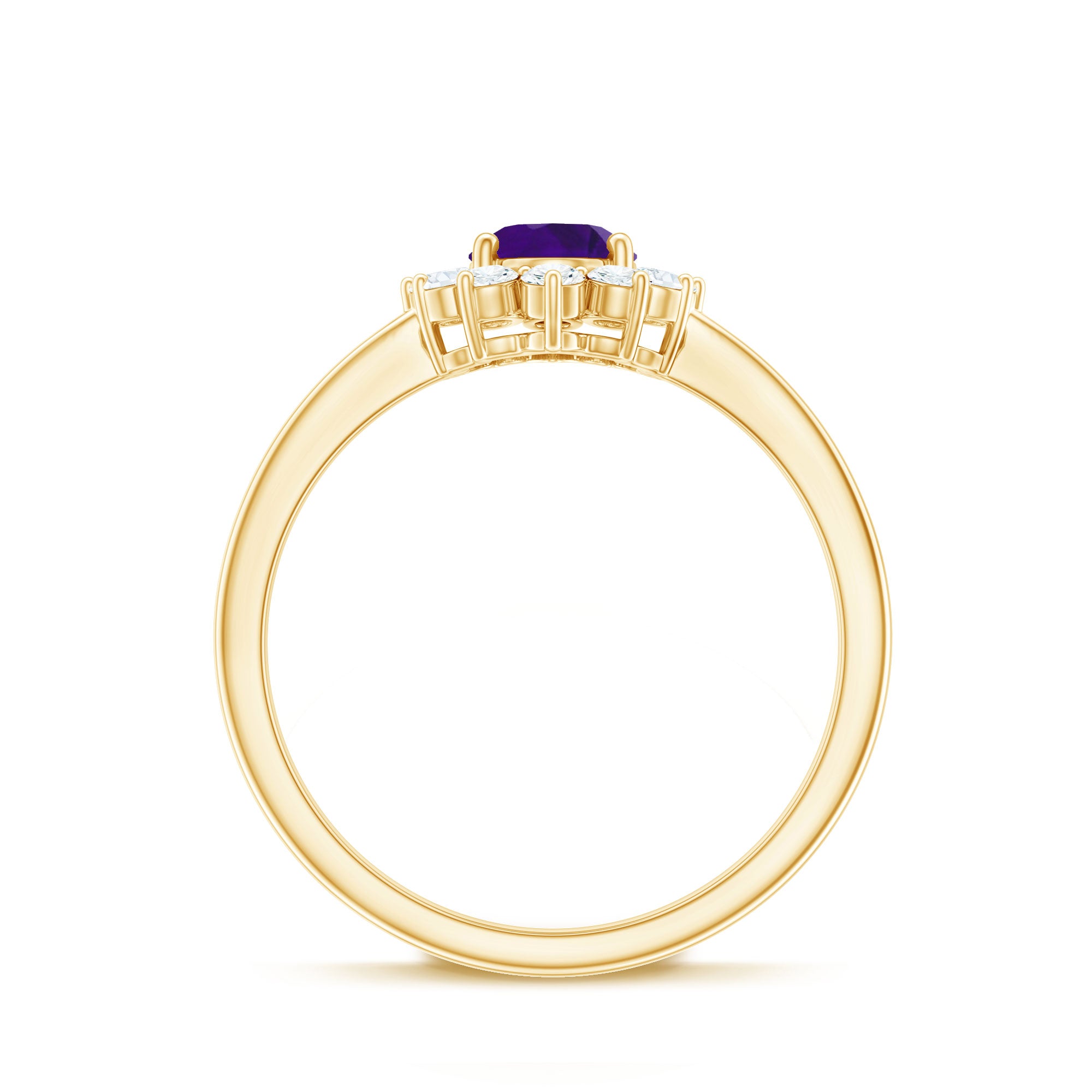 Rosec Jewels-1.5 CT Princess Diana Inspired Amethyst Engagement Ring Diamond Halo