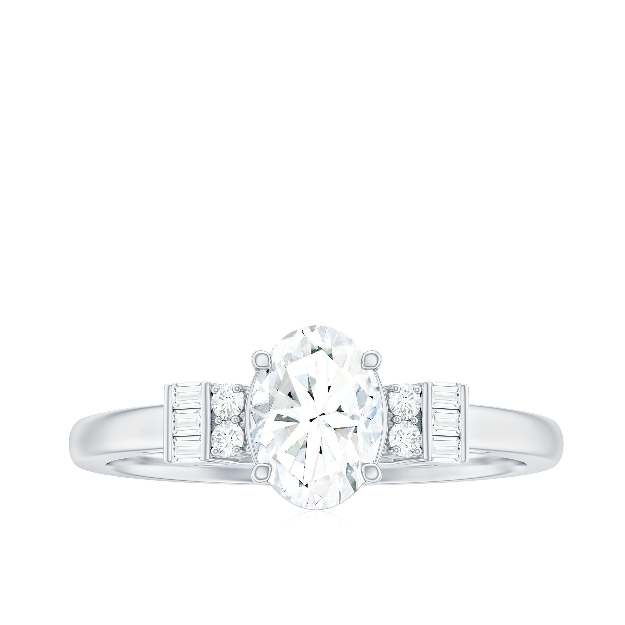 Oval Shaped Moissanite Engagement Ring with Certificate D-VS1 - Rosec Jewels