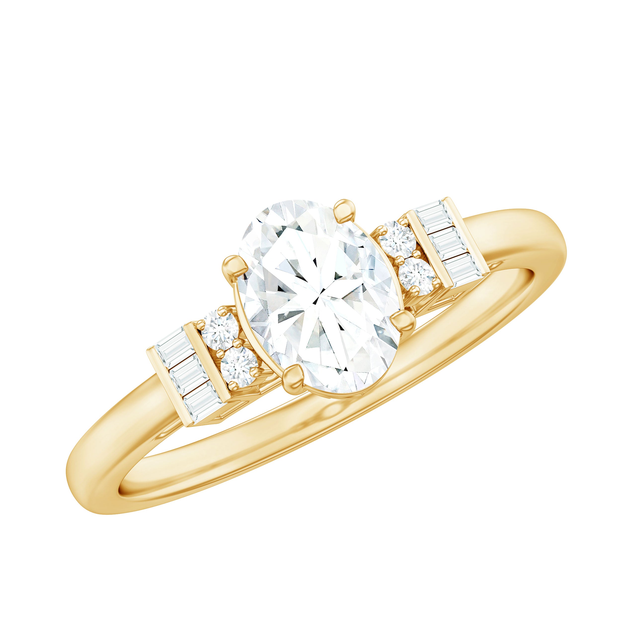 Oval Shaped Moissanite Engagement Ring with Certificate D-VS1 - Rosec Jewels