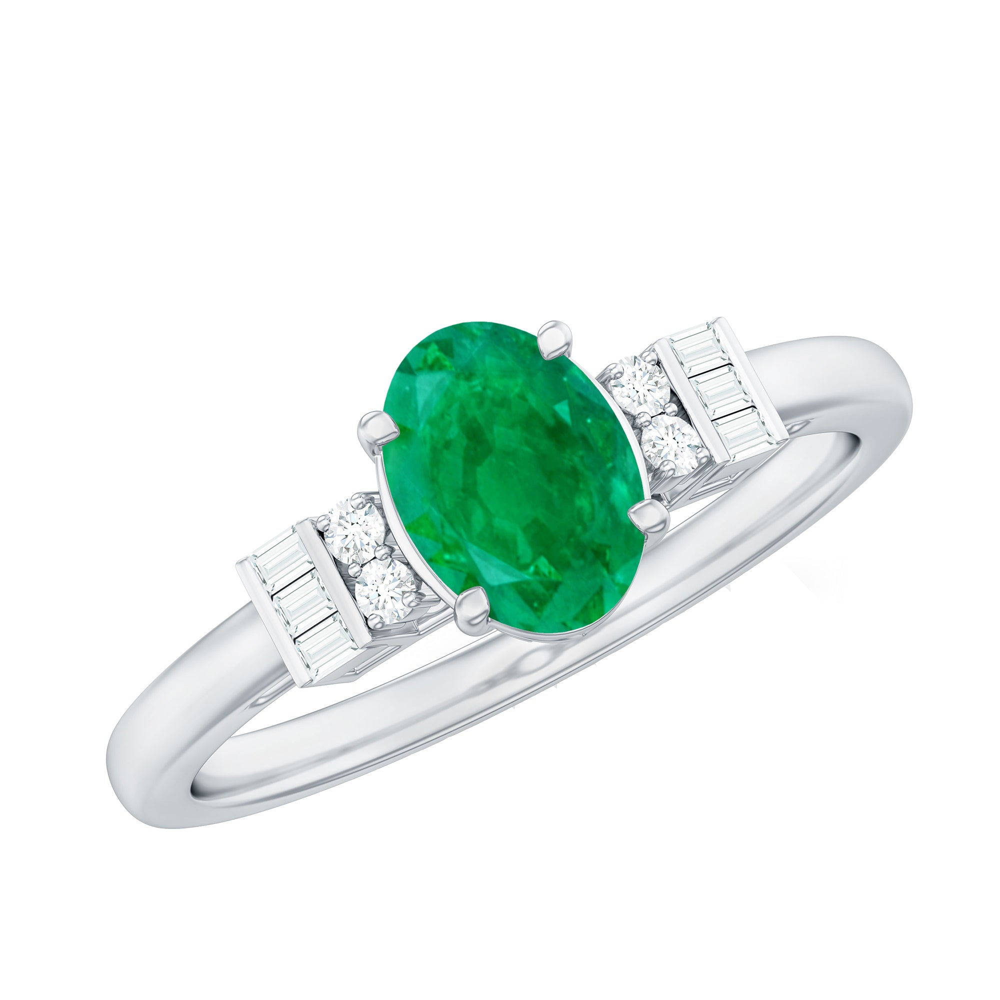 Natural Emerald and Diamond Engagement Ring for Her