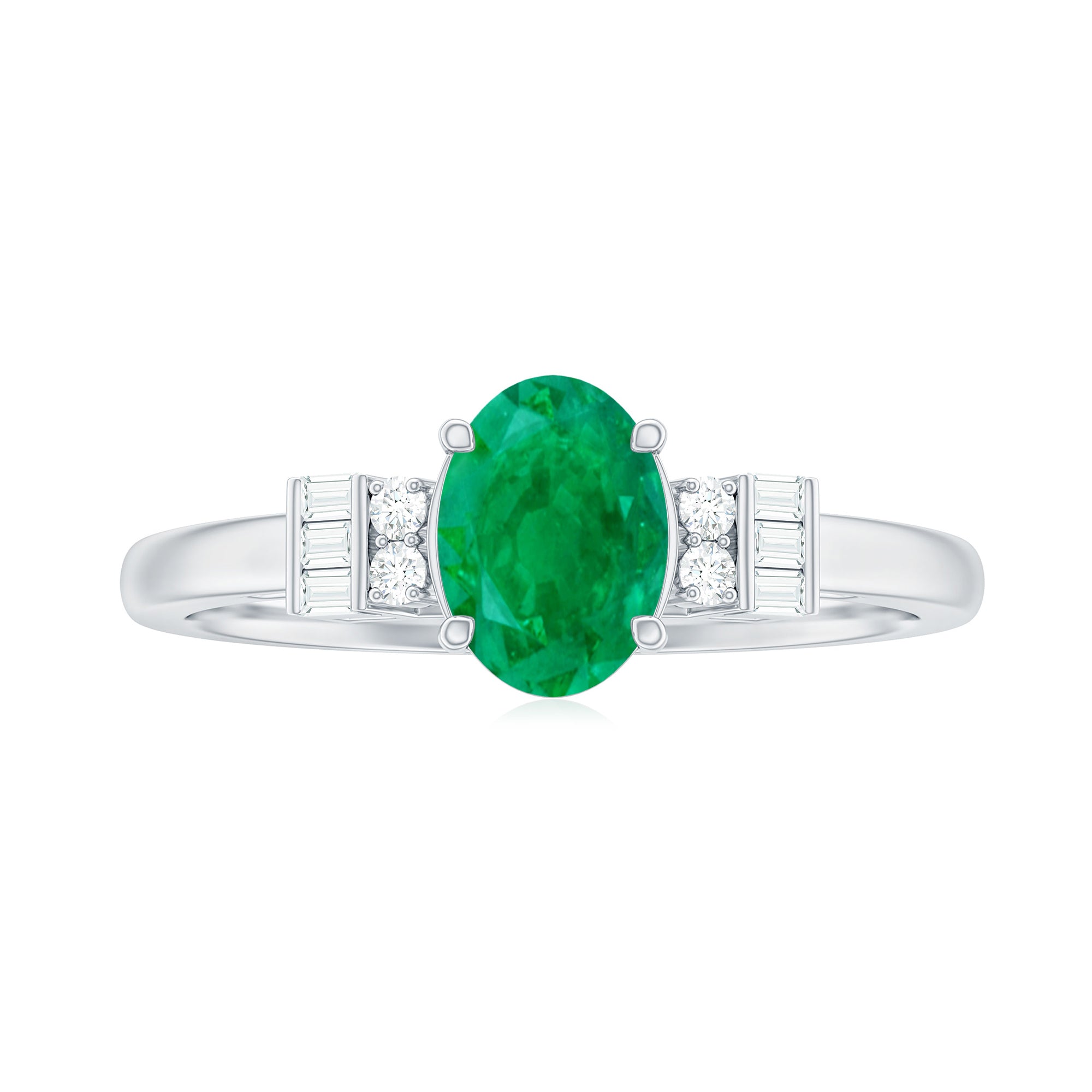 Rosec Jewels-Natural Emerald and Diamond Engagement Ring for Her