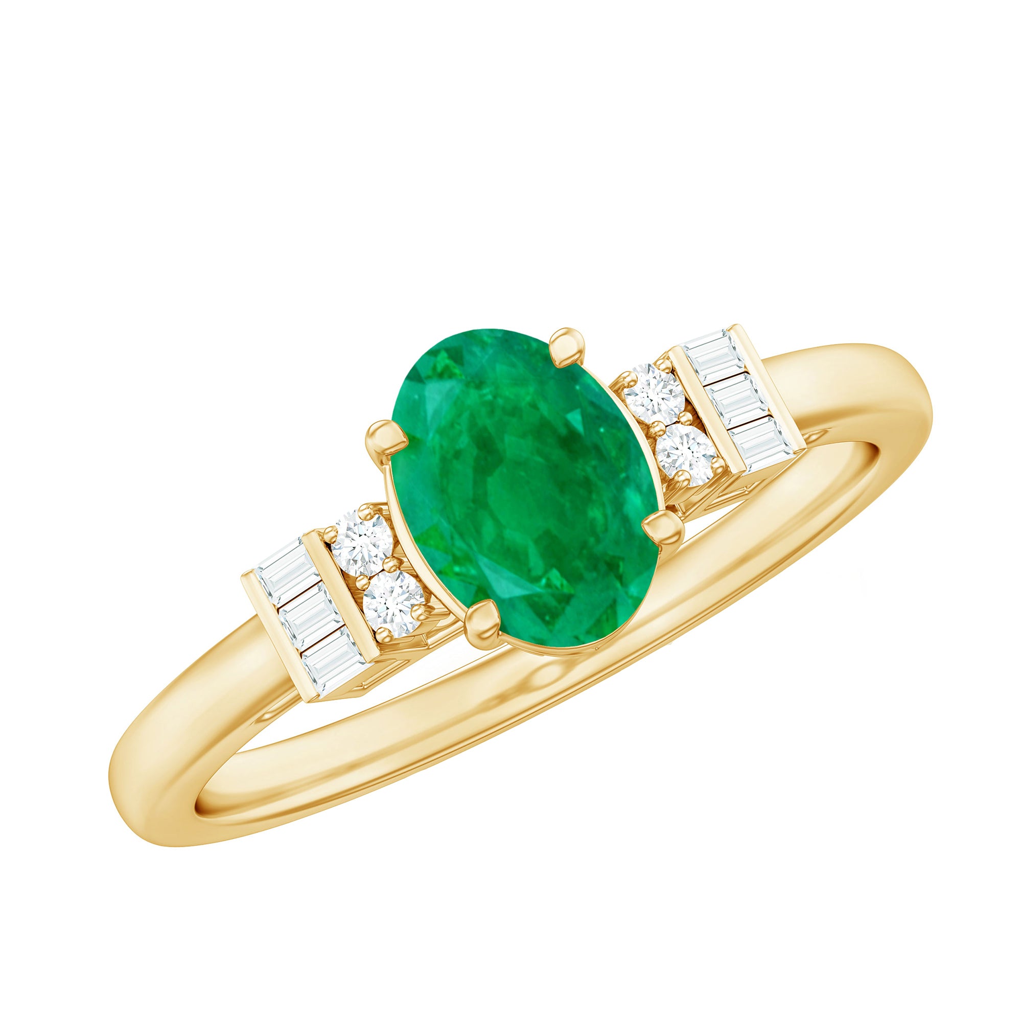 Natural Emerald and Diamond Engagement Ring for Her AAA - Rosec Jewels