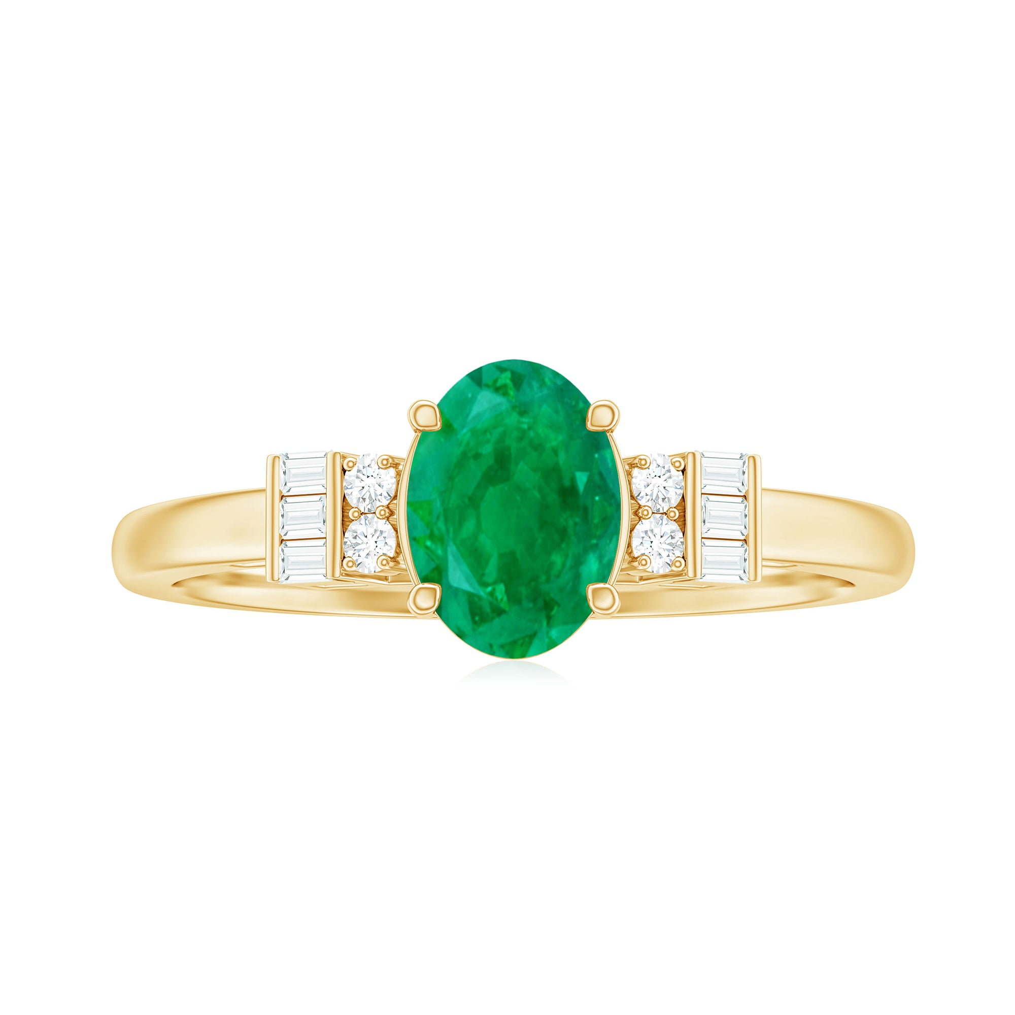 Rosec Jewels-Natural Emerald and Diamond Engagement Ring for Her