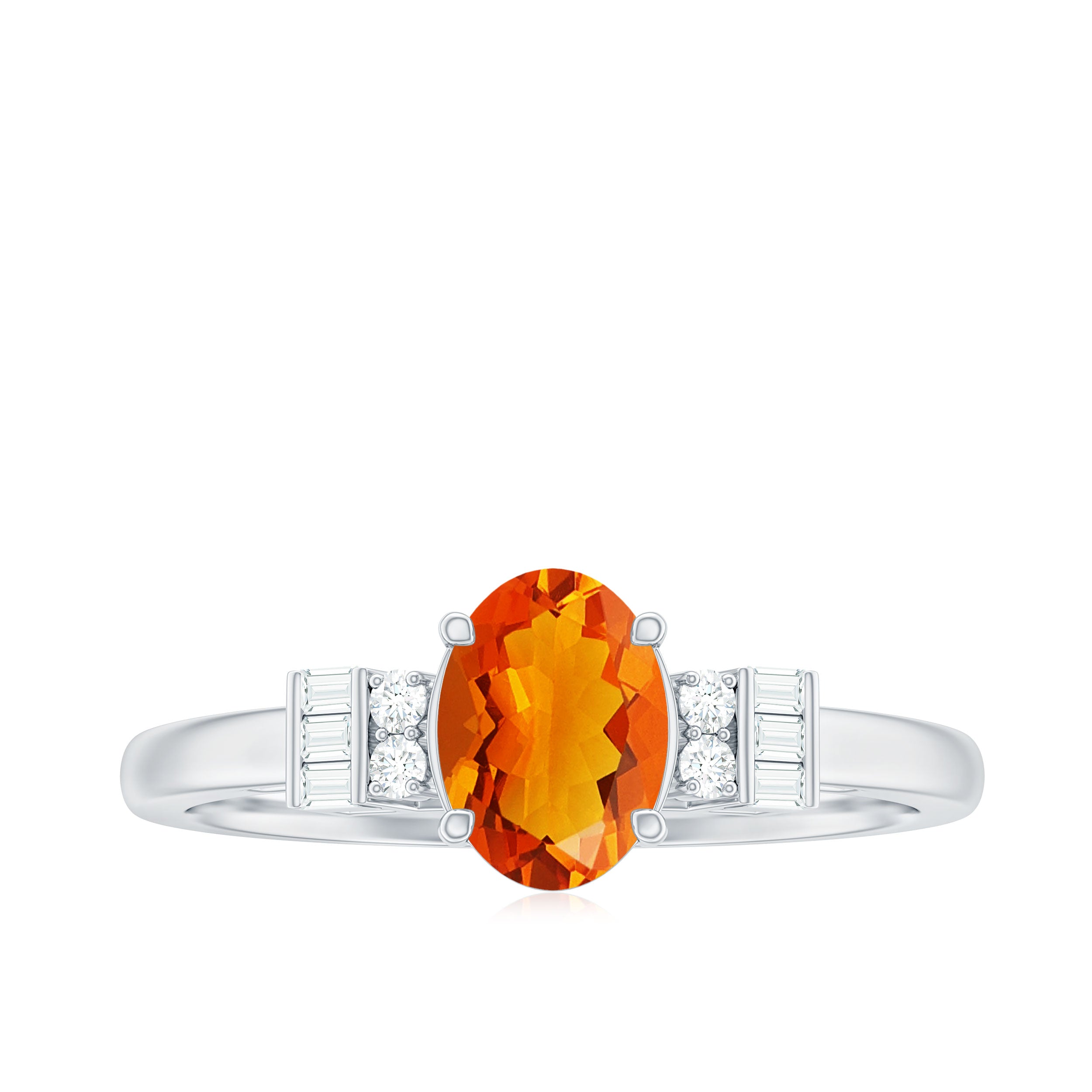 Rosec Jewels-3/4 CT Natural Oval Cut Fire Opal Classic Engagement Ring with Diamond