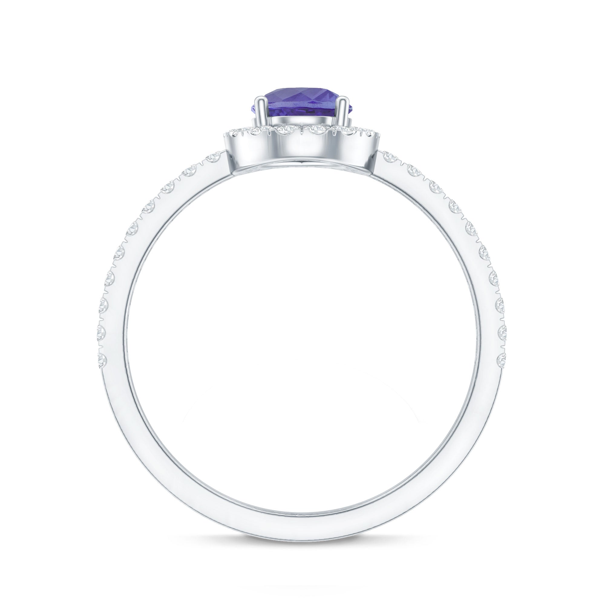 Real 0.84 Carat Tanzanite Teardrop Engagement Ring with Diamond Halo AAA - Rosec Jewels