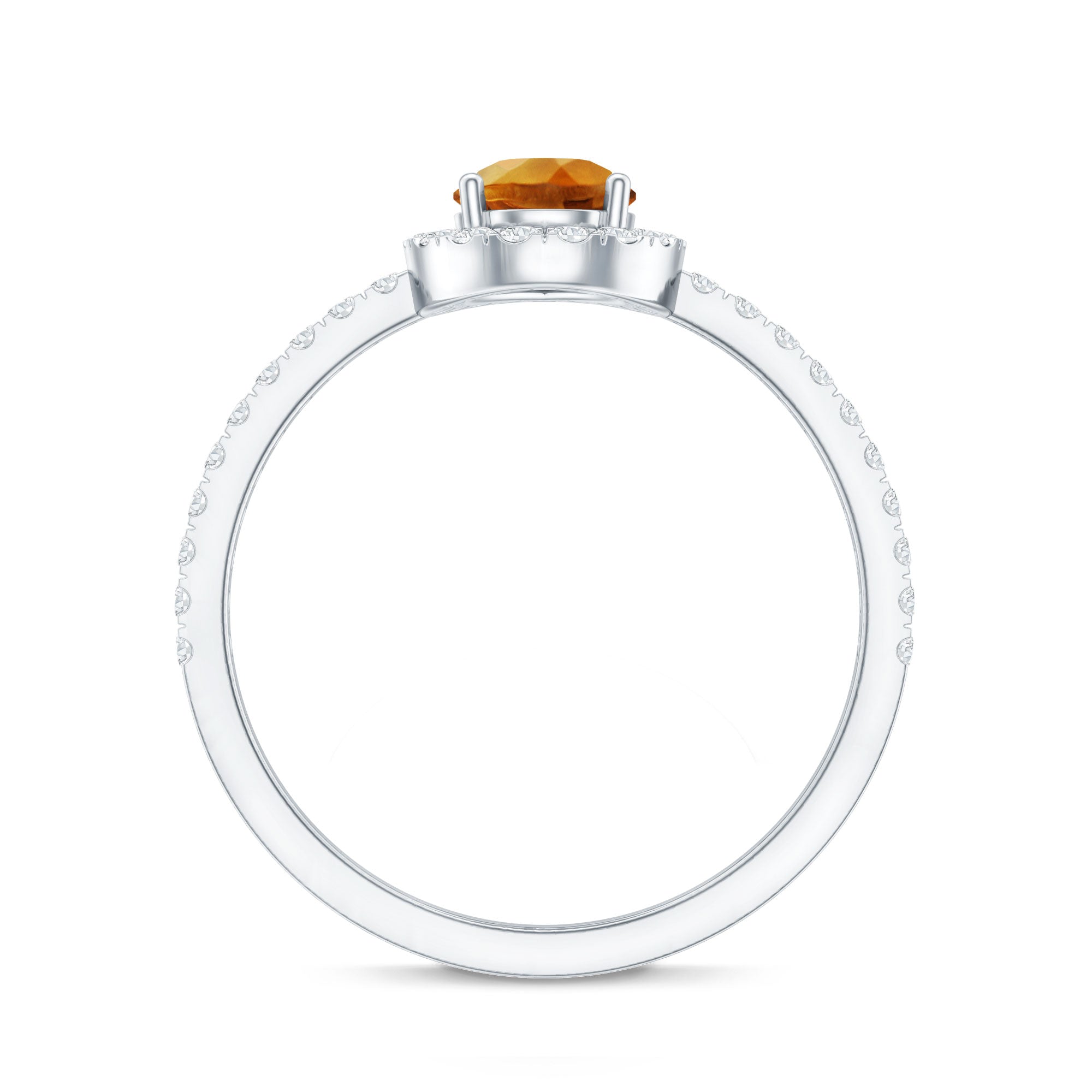 Classic Citrine Teardrop Engagement Ring with Diamond Halo AAA - Rosec Jewels