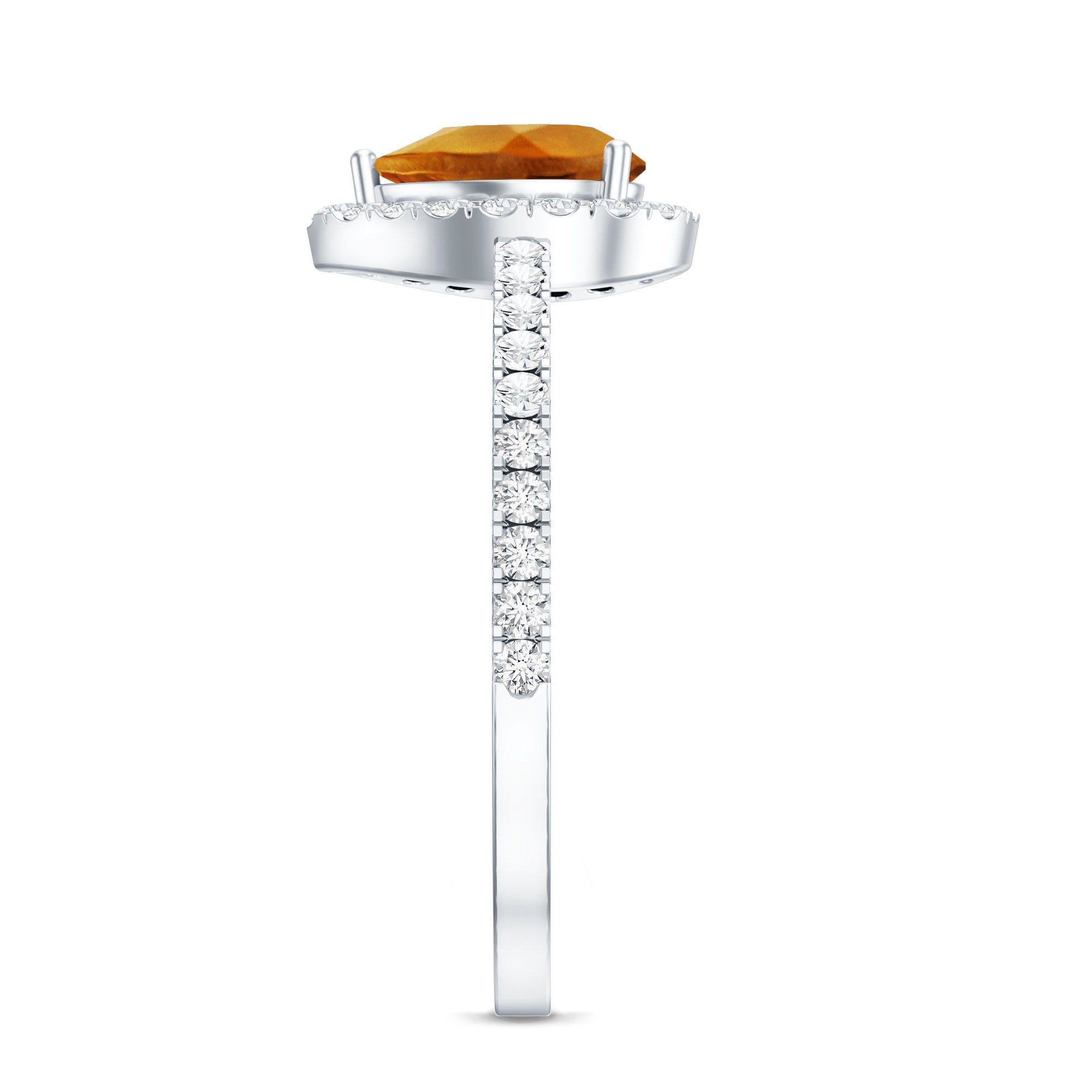 Classic Citrine Teardrop Engagement Ring with Diamond Halo AAA - Rosec Jewels