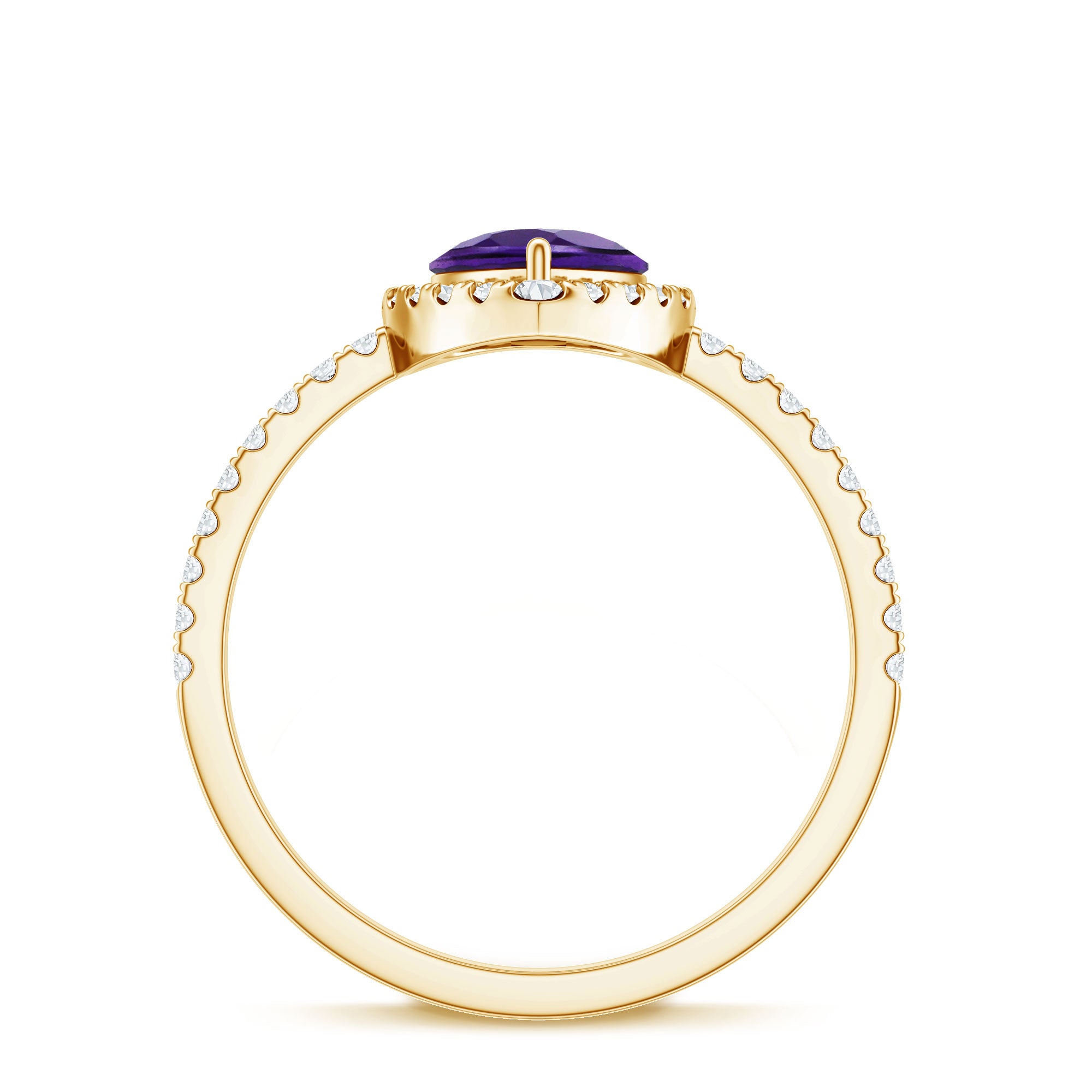 Natural Amethyst Teardrop Engagement Ring with Diamond Halo AAA - Rosec Jewels