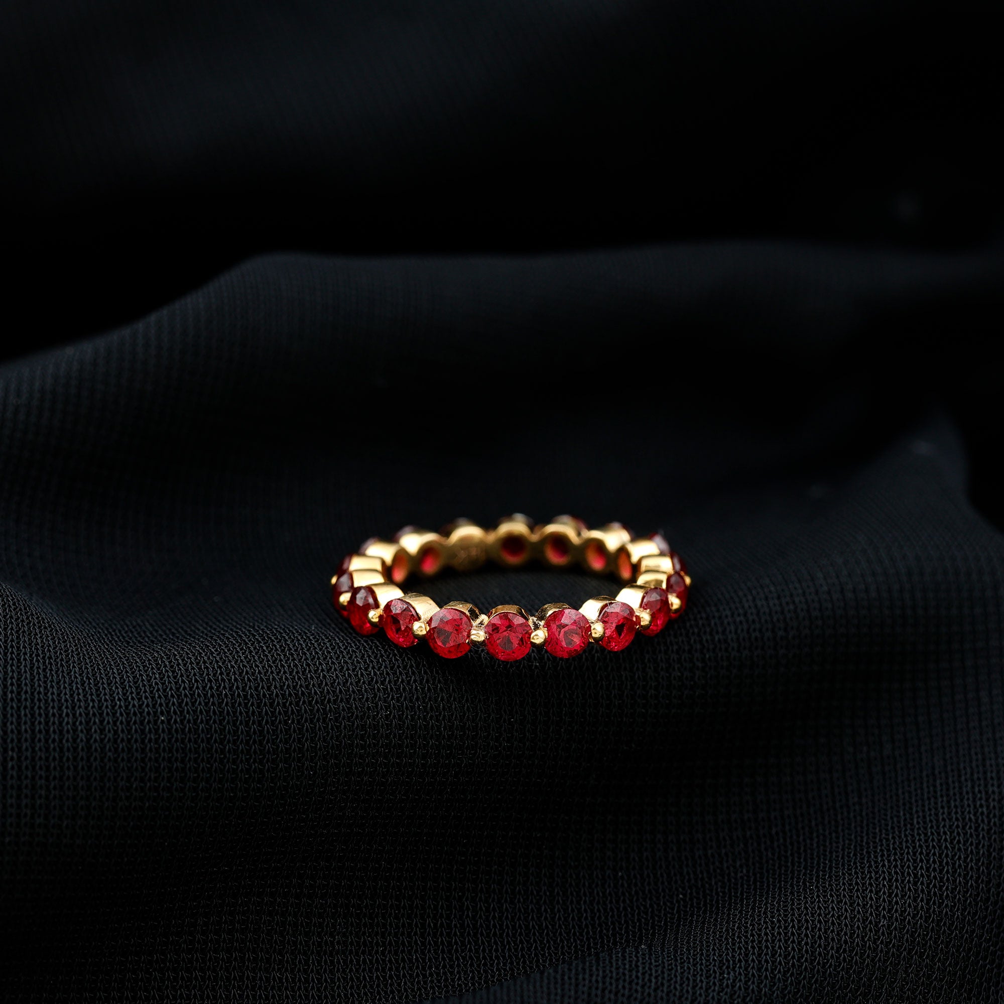 Certified Lab Created Ruby Eternity Wedding Band for Women AAAA - Rosec Jewels