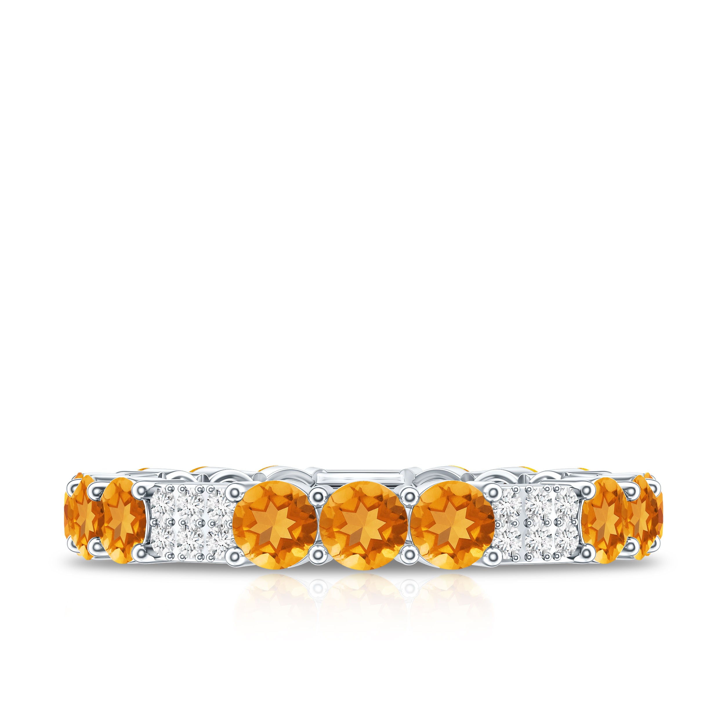 Natural Citrine Diamond Eternity Wedding Band AAA - Rosec Jewels