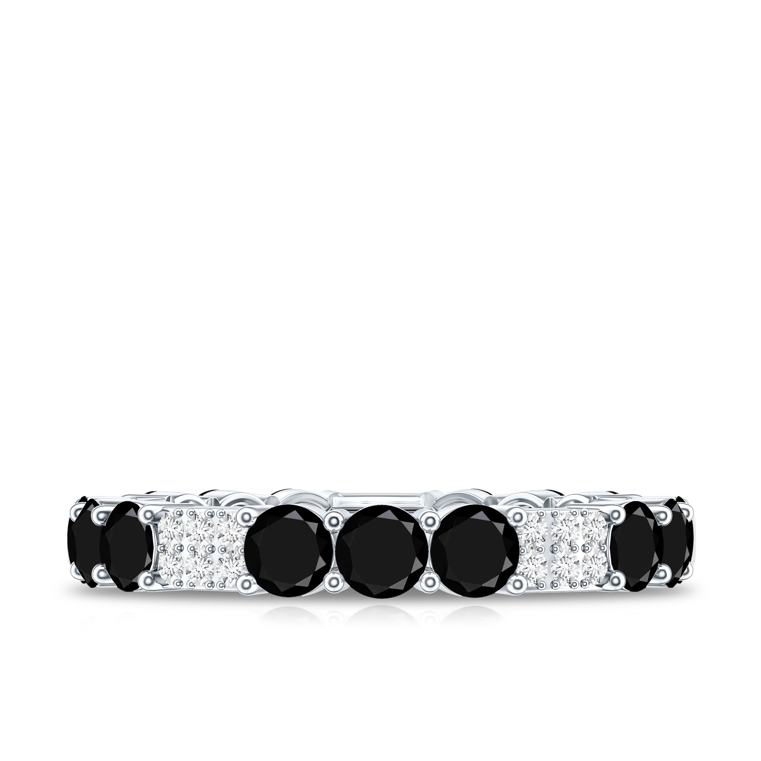 Real Black Spinel Diamond Eternity Ring for Anniversary AAA - Rosec Jewels