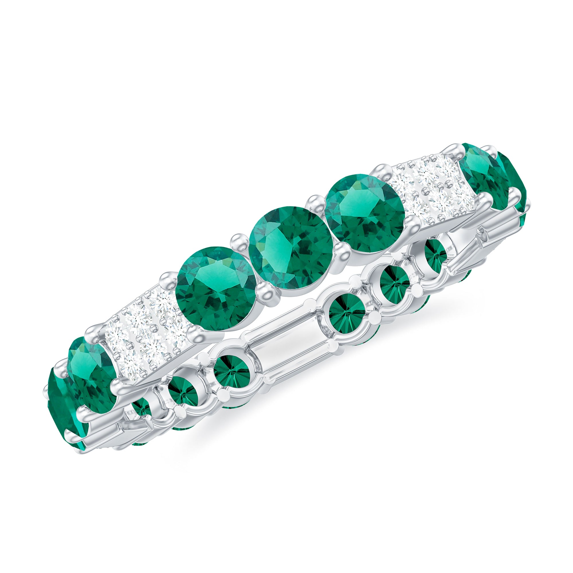 Certified Lab Grown Emerald Diamond Eternity Wedding Band