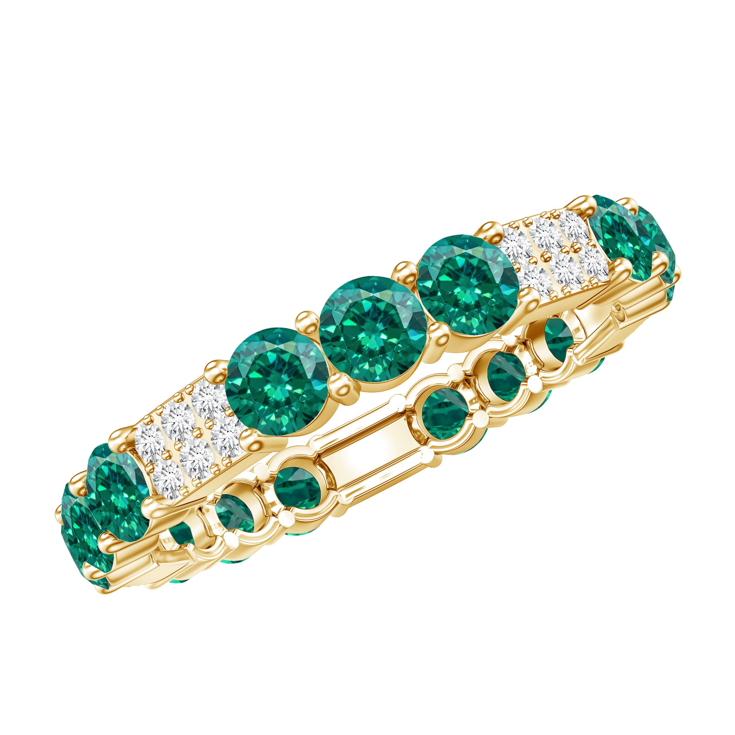 Certified Lab Grown Emerald Diamond Eternity Wedding Band AAAA - Rosec Jewels