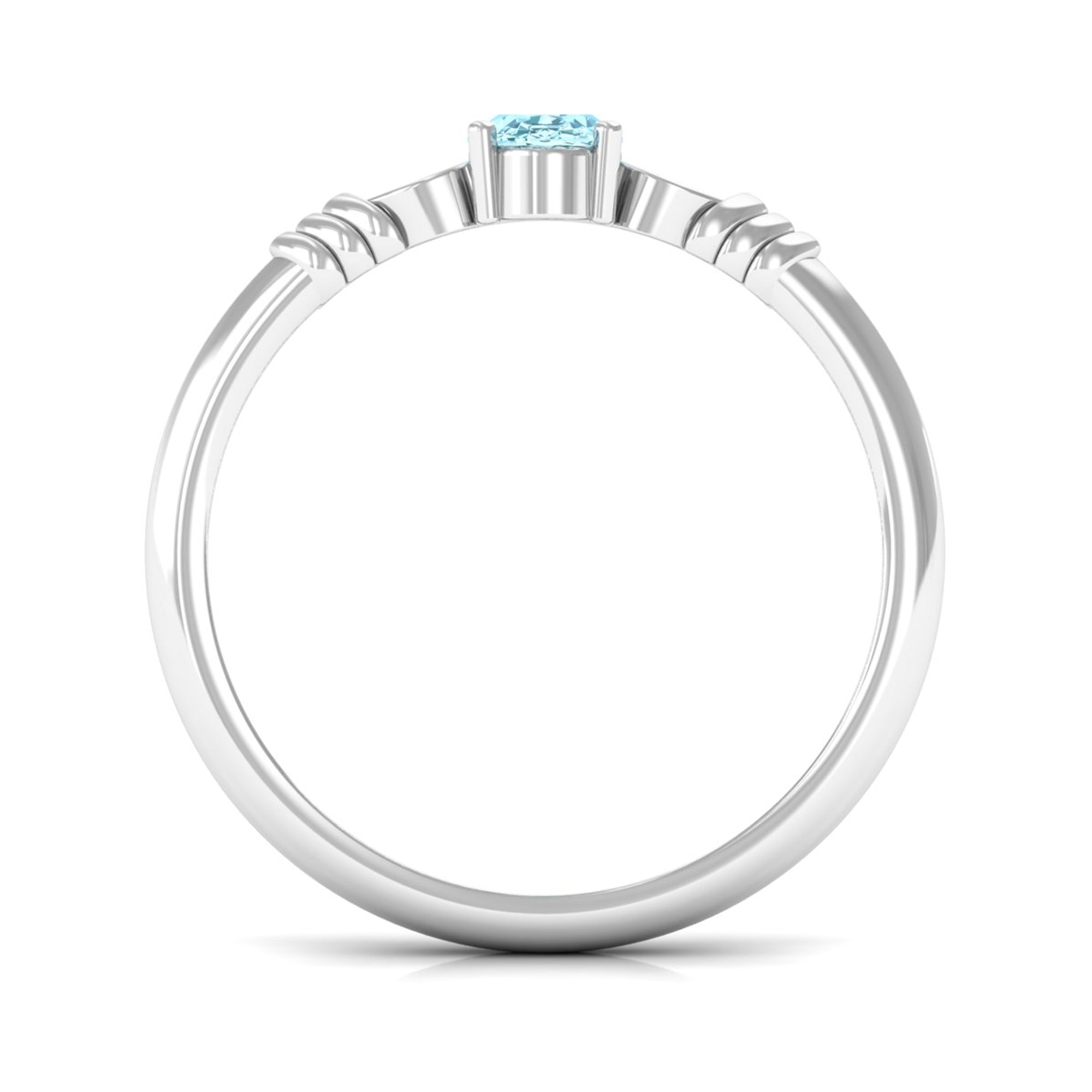 Rosec Jewels-Natural 6X8mm Aquamarine Oval Engagement Ring with Diamond