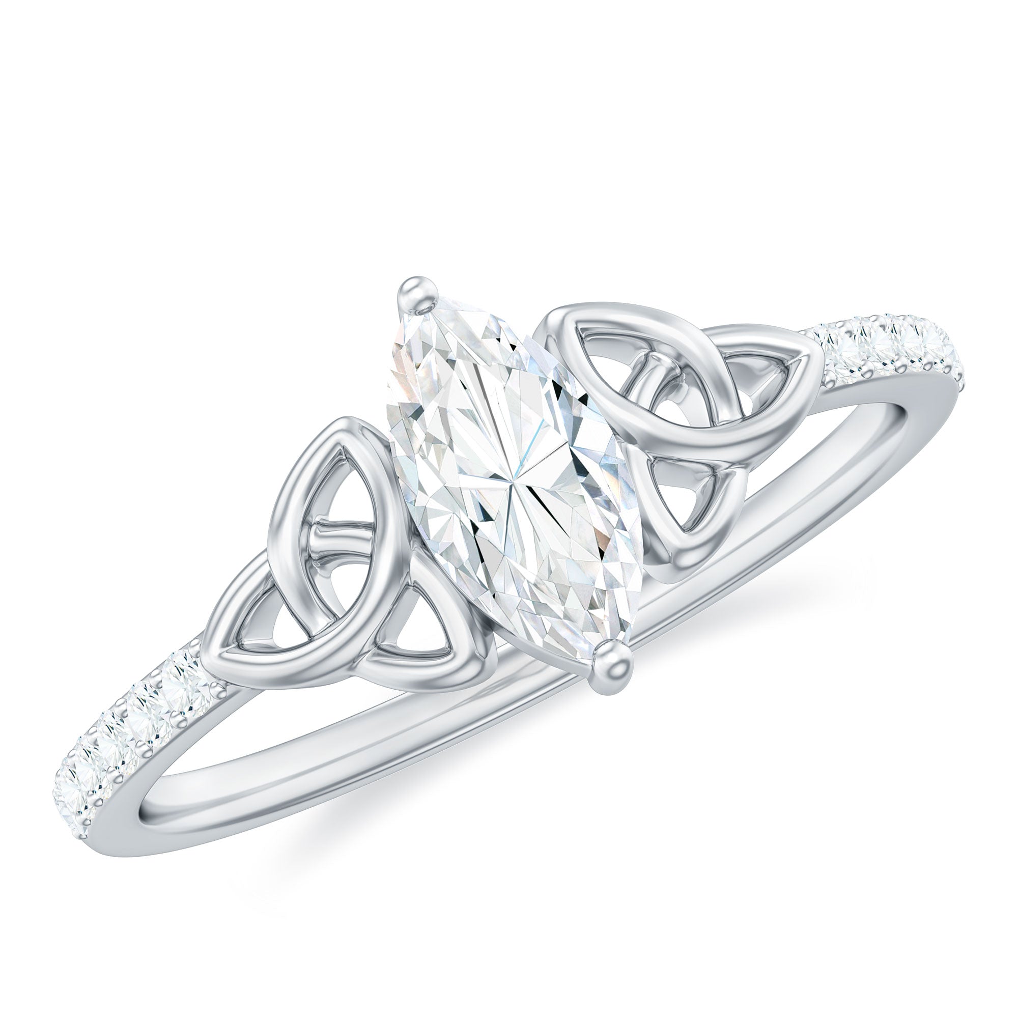 Marquise Cut Moissanite Celtic Knot Engagement Ring