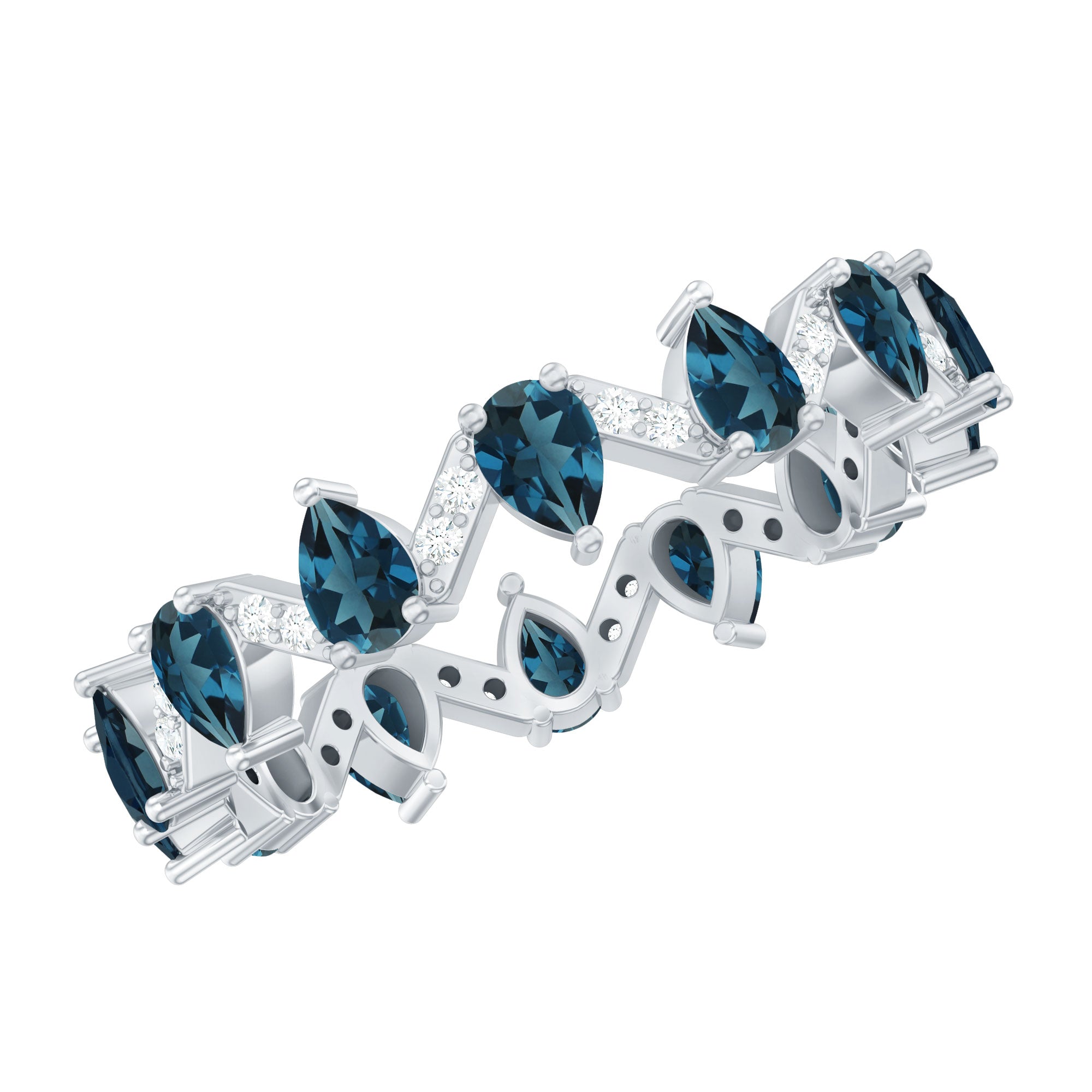 Pear Shape London Blue Topaz and Diamond Full Eternity Band
