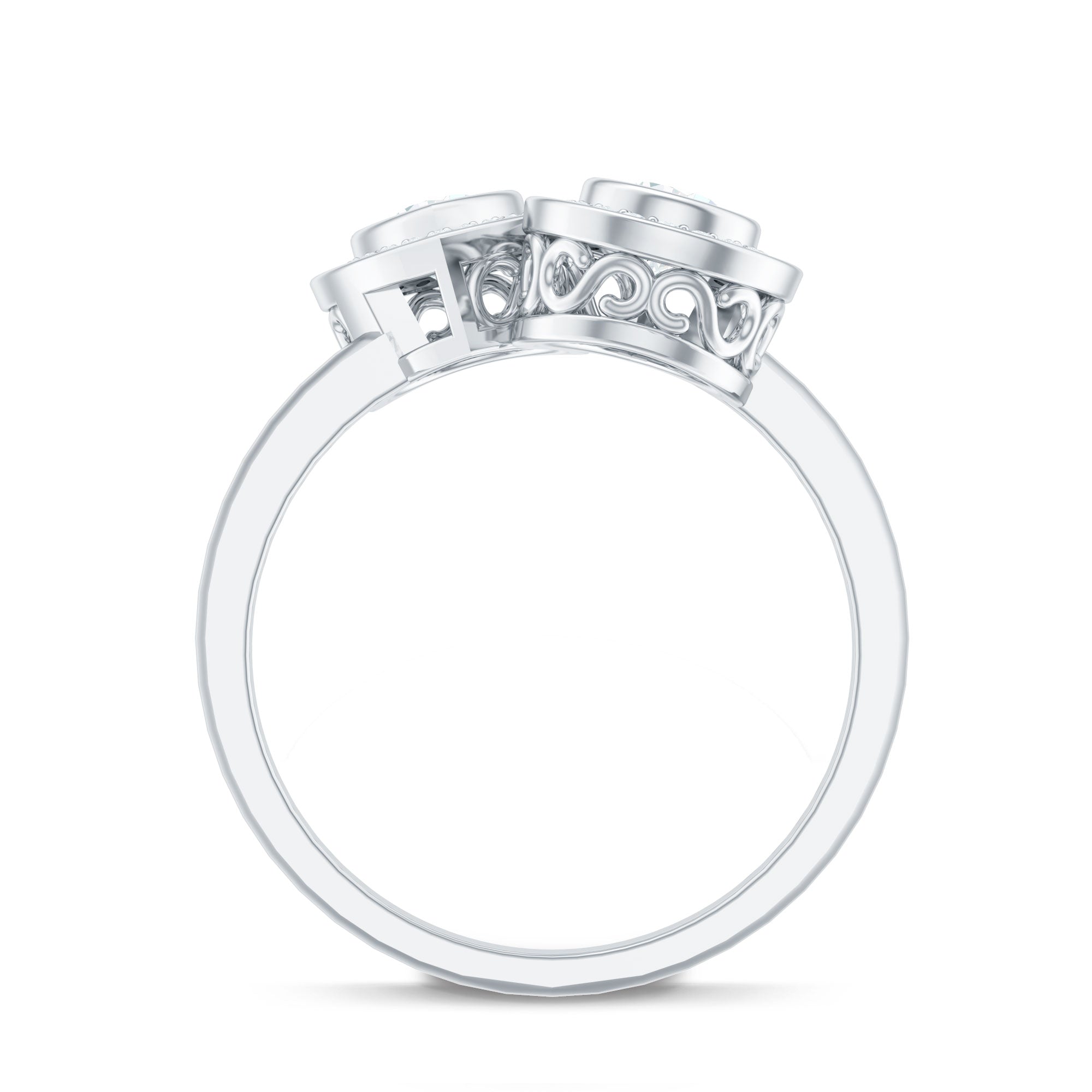 Pear Cut Moissanite Two Stone Engagement Ring with Halo D-VS1 - Rosec Jewels