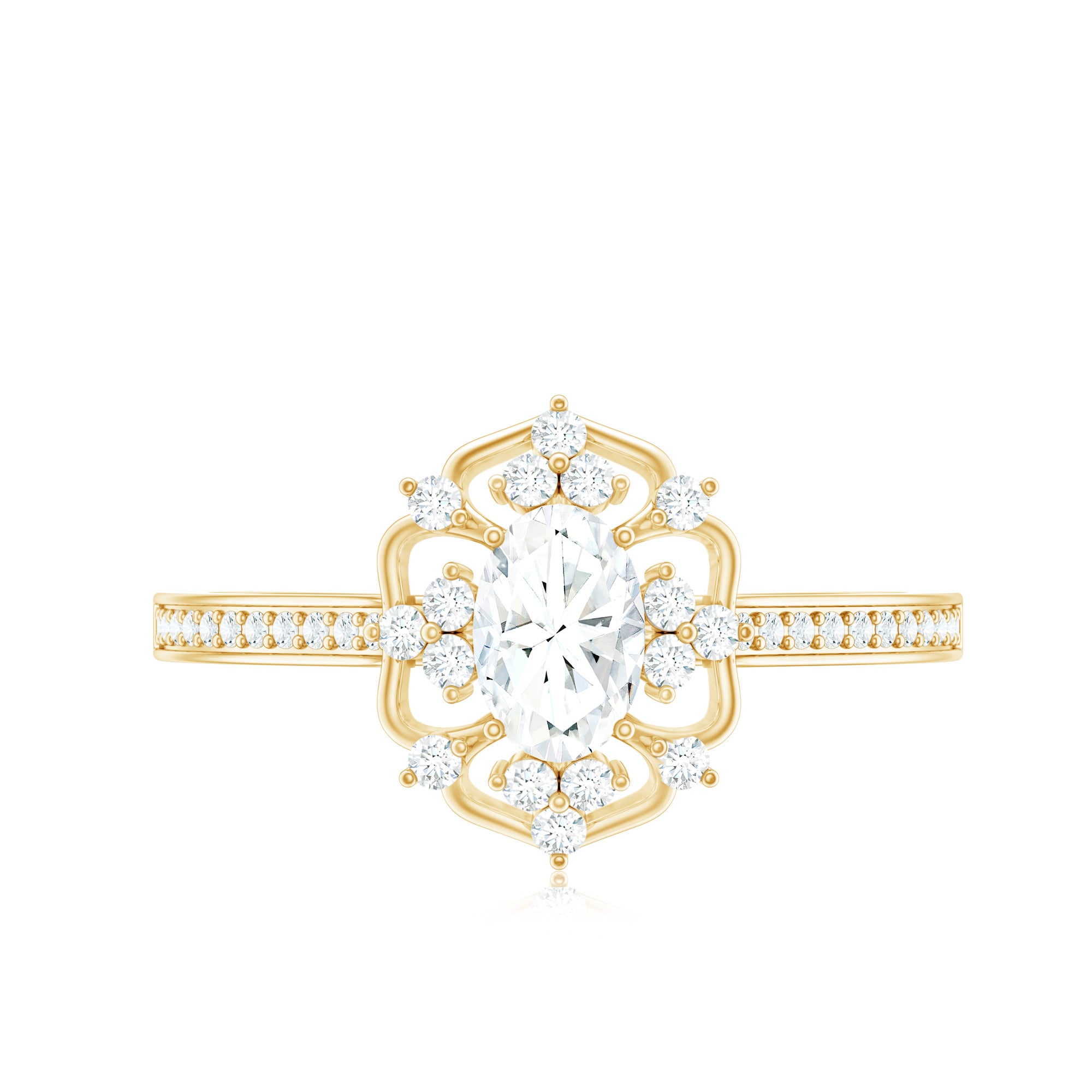 Rosec Jewels-Vintage Inspired Moissanite Flower Engagement Ring