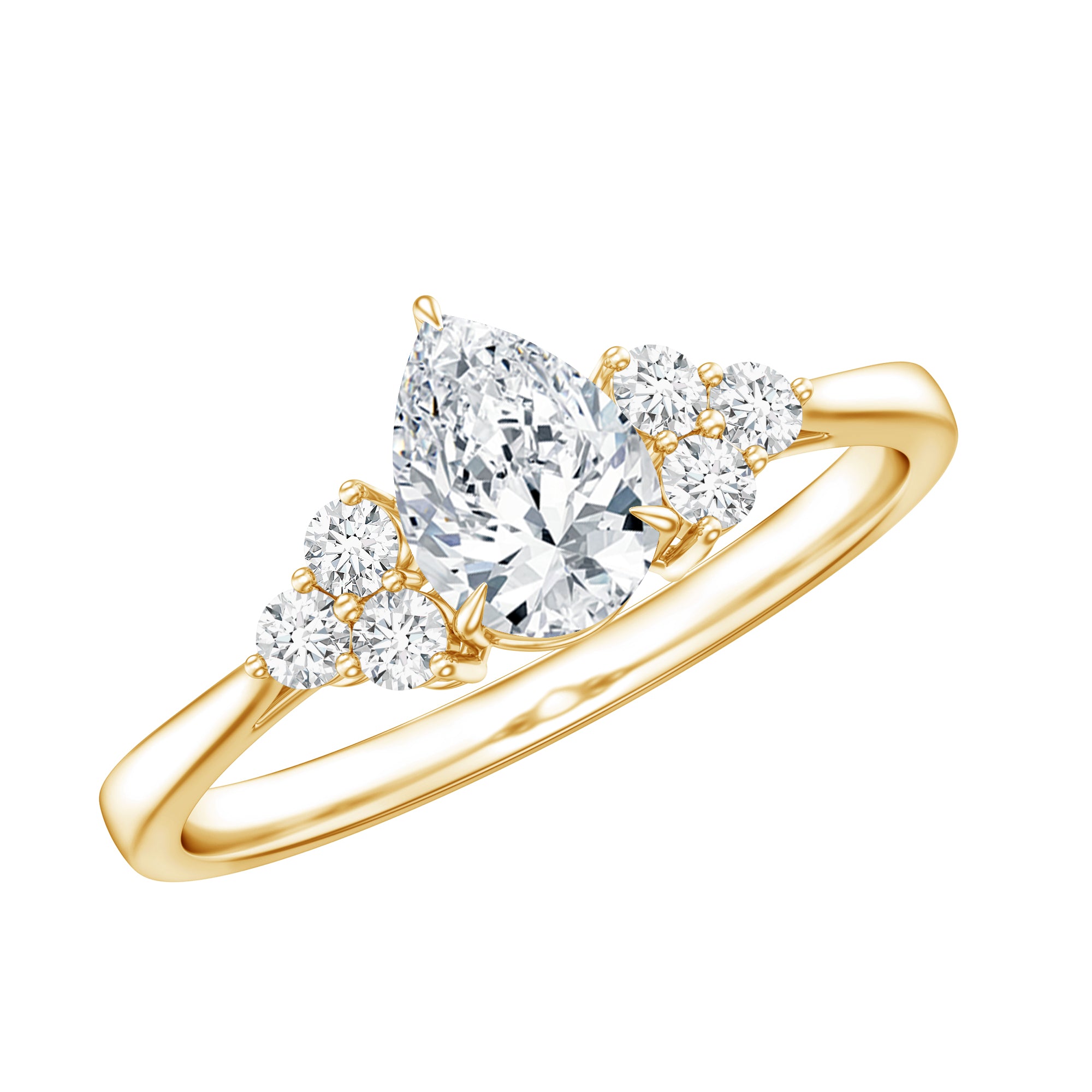 Brilliant Cut Moissanite Trio Engagement Ring For Women D-VS1 - Rosec Jewels