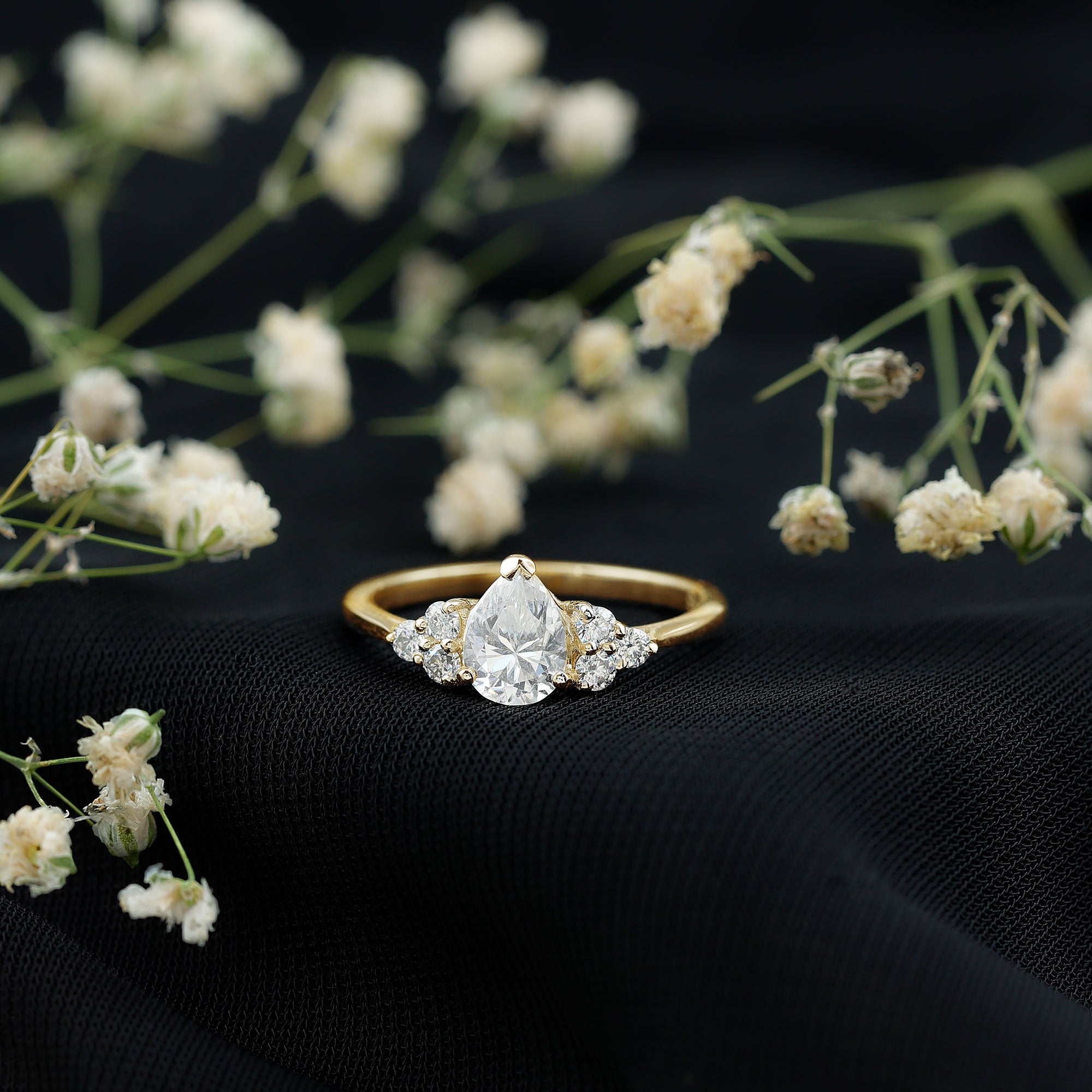 Brilliant Cut Moissanite Trio Engagement Ring For Women D-VS1 - Rosec Jewels