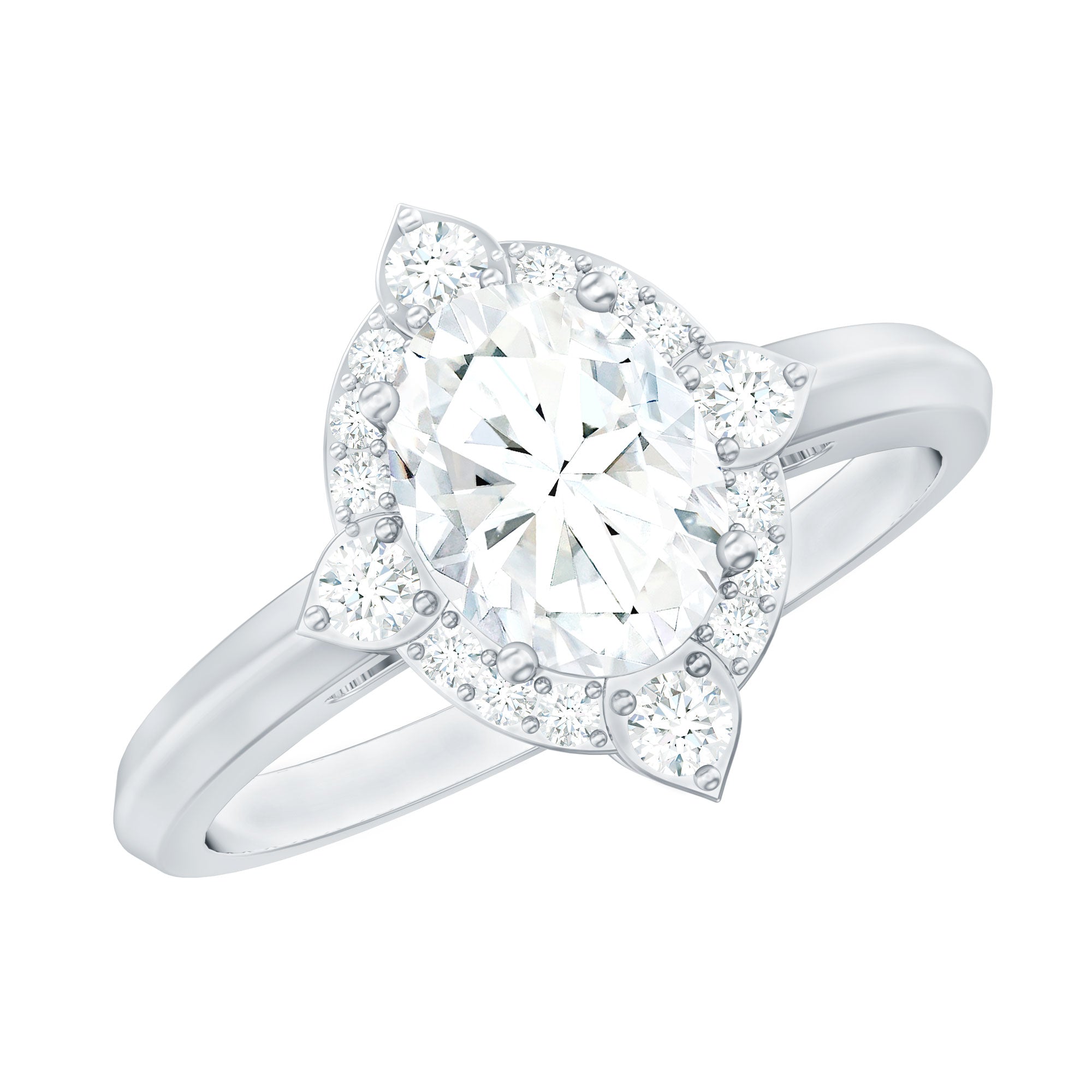 Vintage Style Oval Shaped Moissanite Halo Engagement Ring