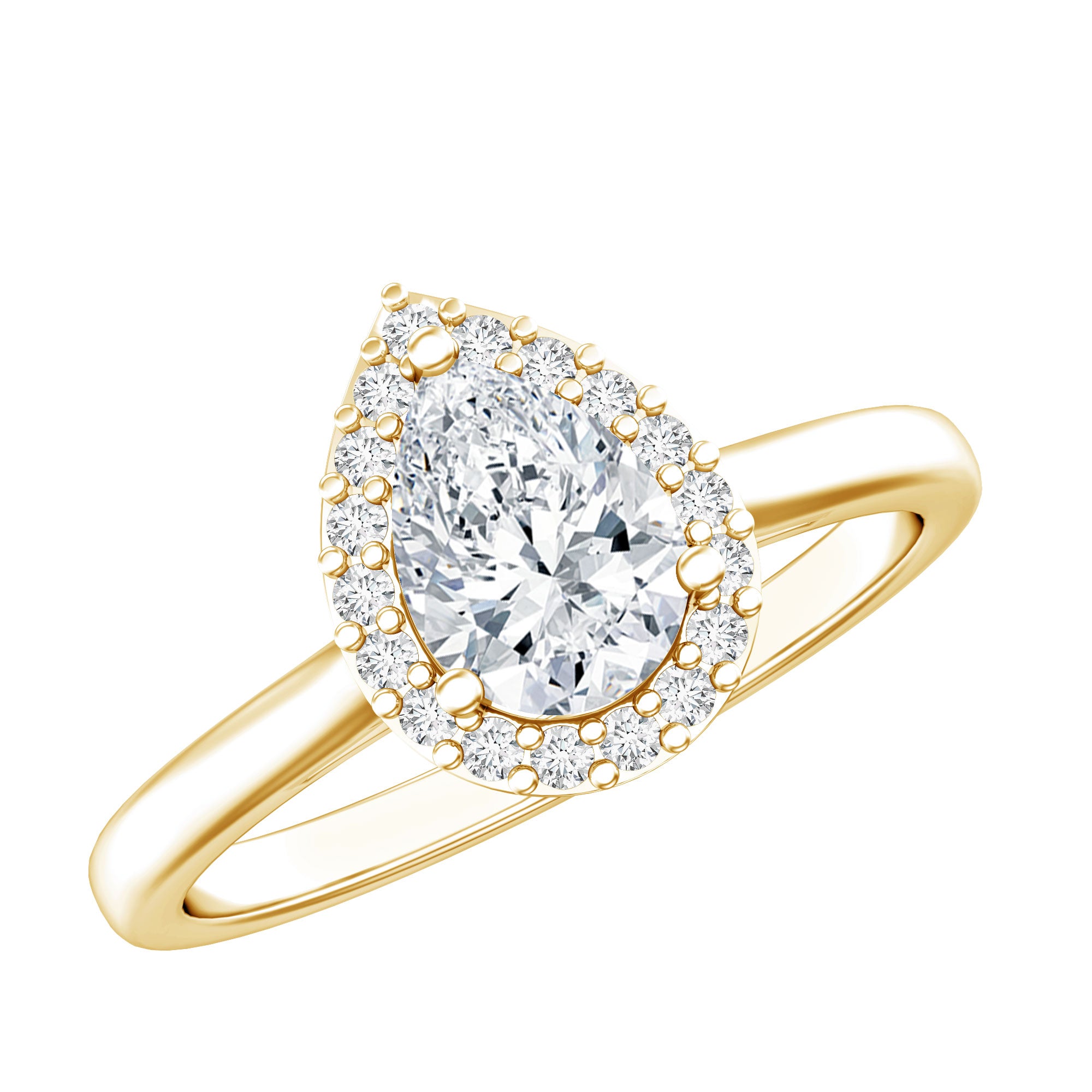 1 CT Brilliant Cut Moissanite Teardrop Engagement Ring D-VS1 - Rosec Jewels