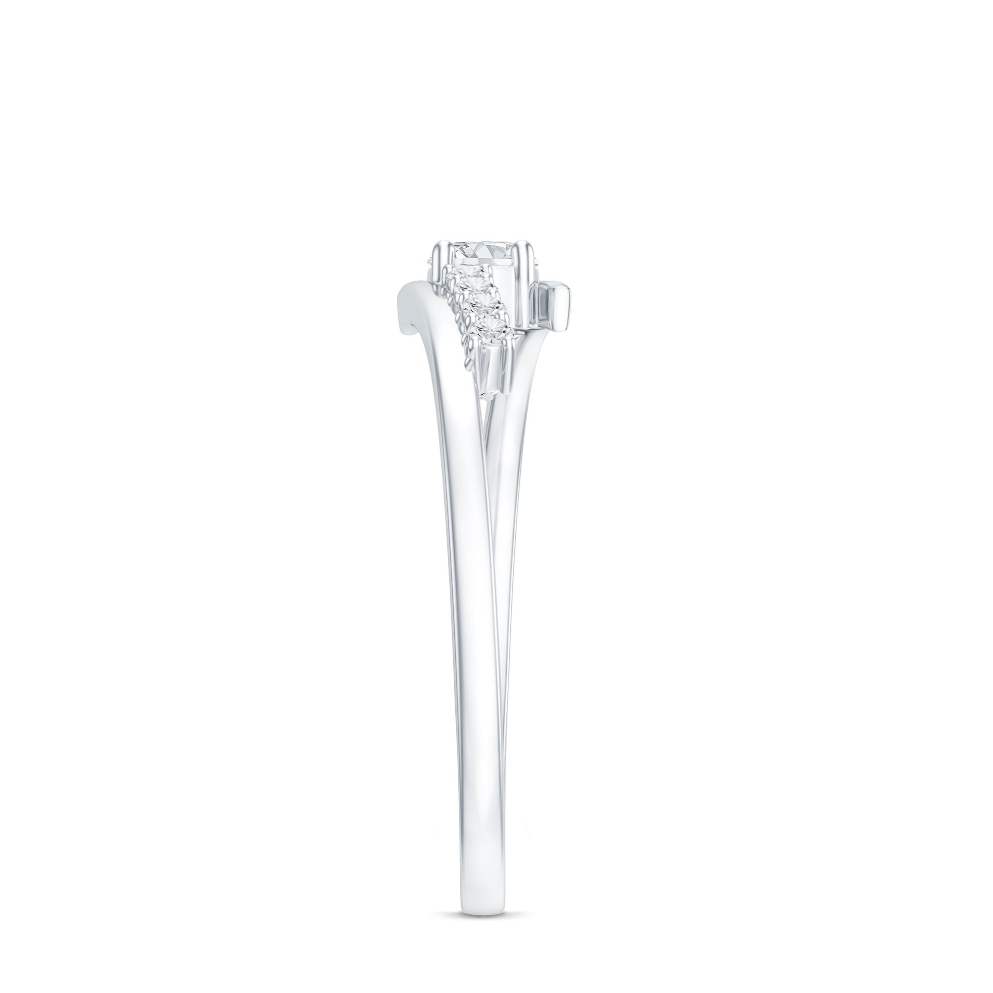 Round Cut Moissanite Promise Ring with Bypass Shank D-VS1 - Rosec Jewels