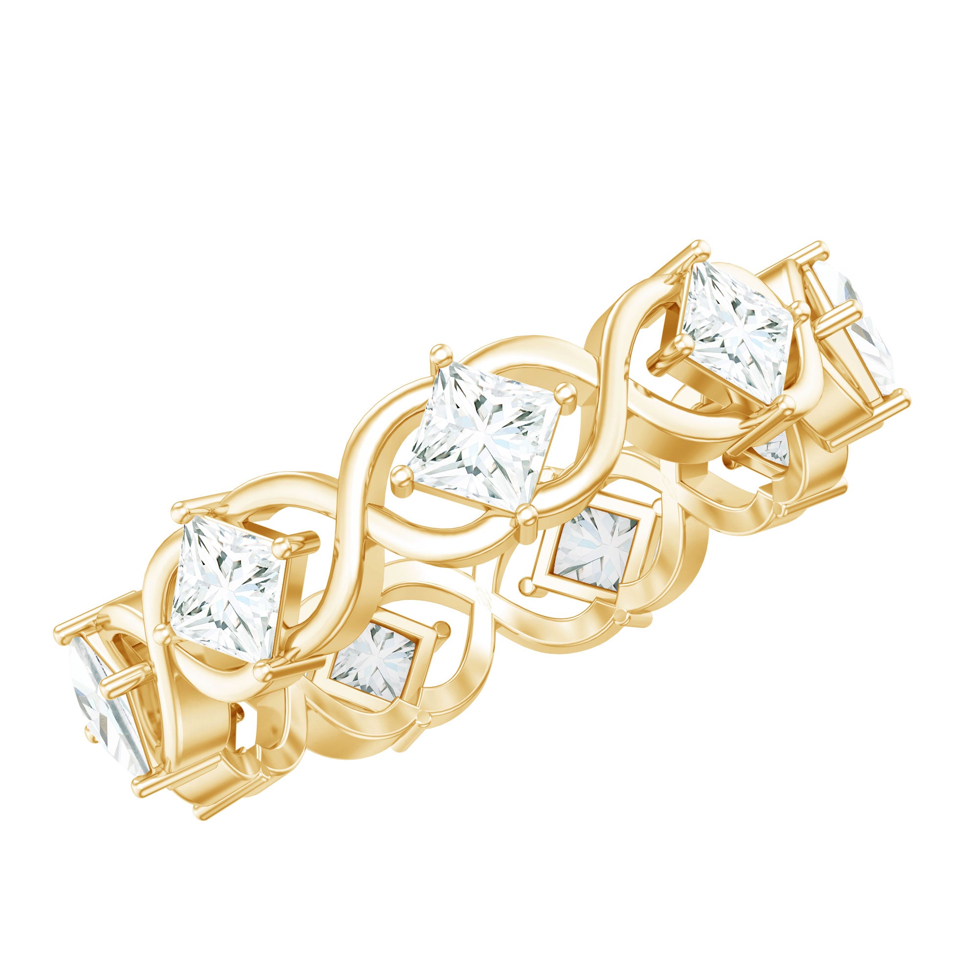Certified Princess Cut Moissanite Wedding Band Ring D-VS1 - Rosec Jewels