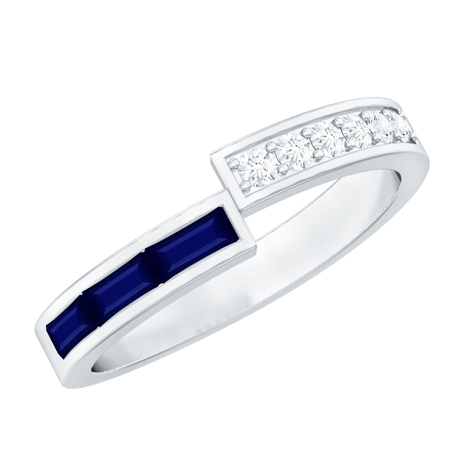 Blue Sapphire and Diamond Band Ring
