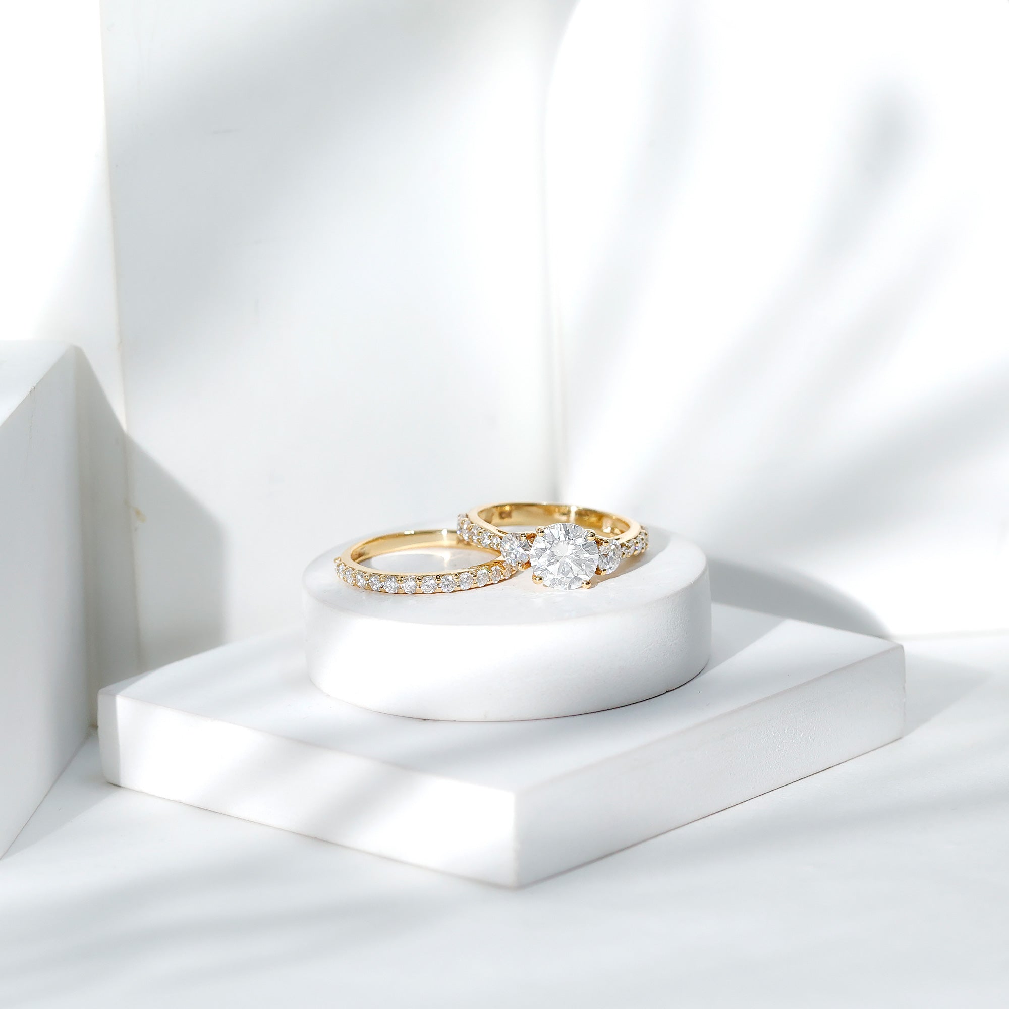 Certified Moissanite Classic Bridal Ring Set D-VS1 - Rosec Jewels