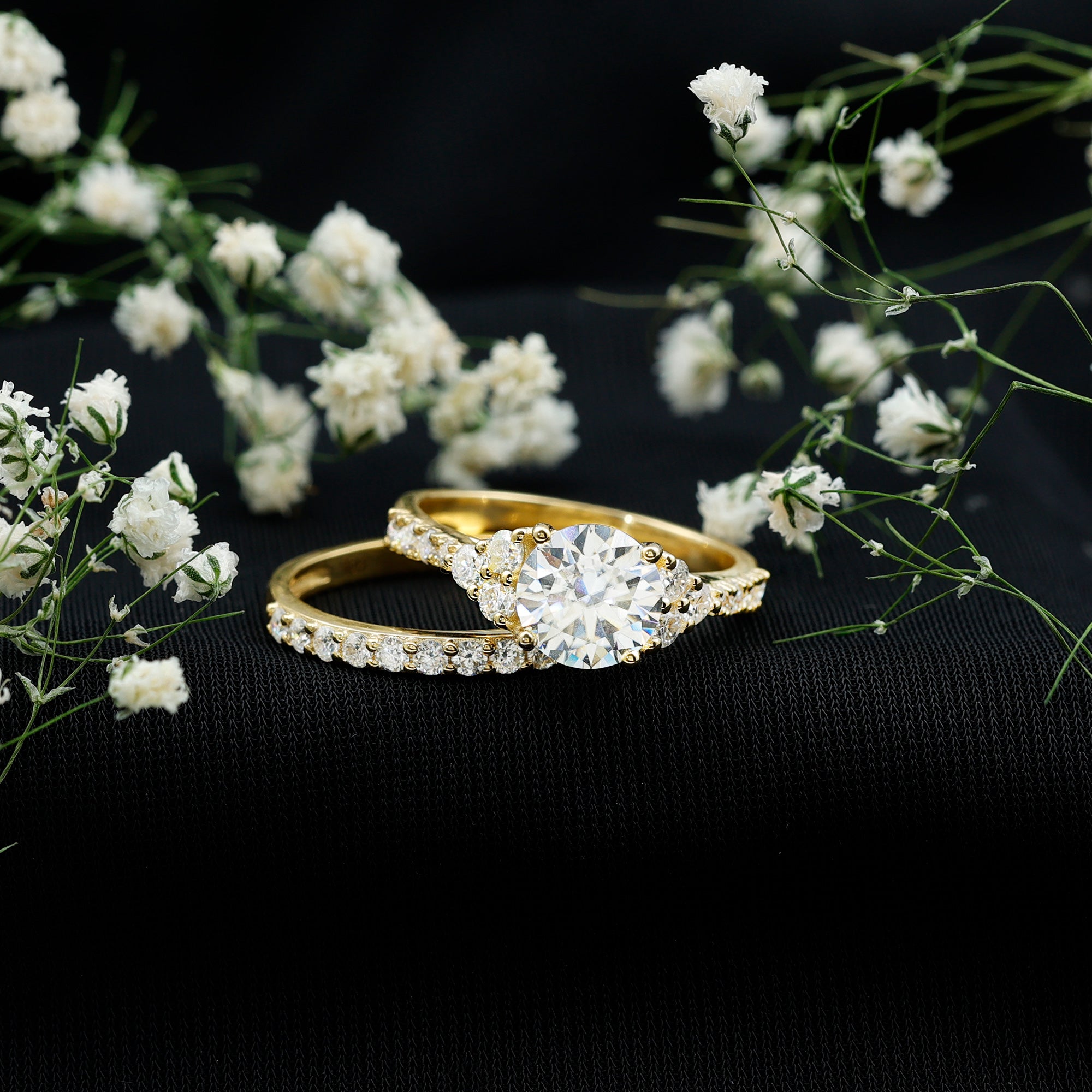 Certified 2 Carat Moissanite Engagement Ring with Enhancer D-VS1 - Rosec Jewels