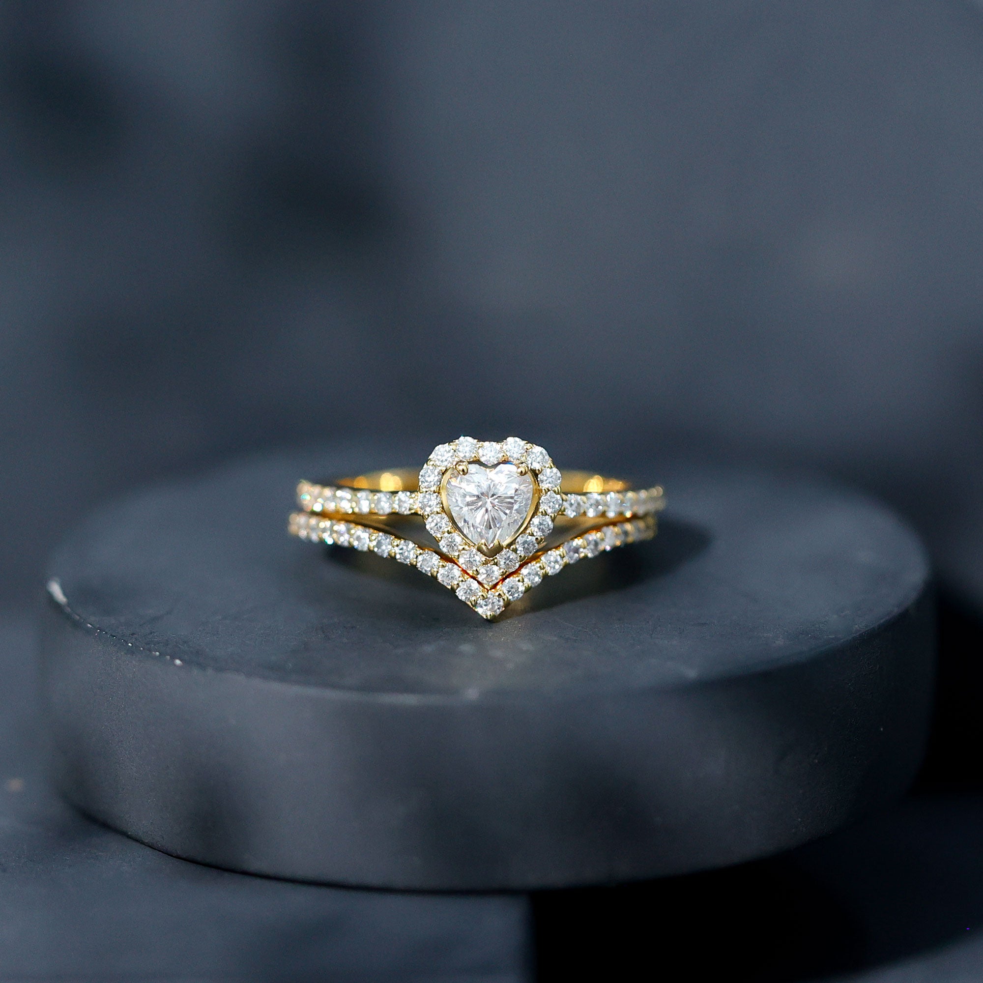 Heart Shape Moissanite Wedding Ring Set For Women D-VS1 - Rosec Jewels