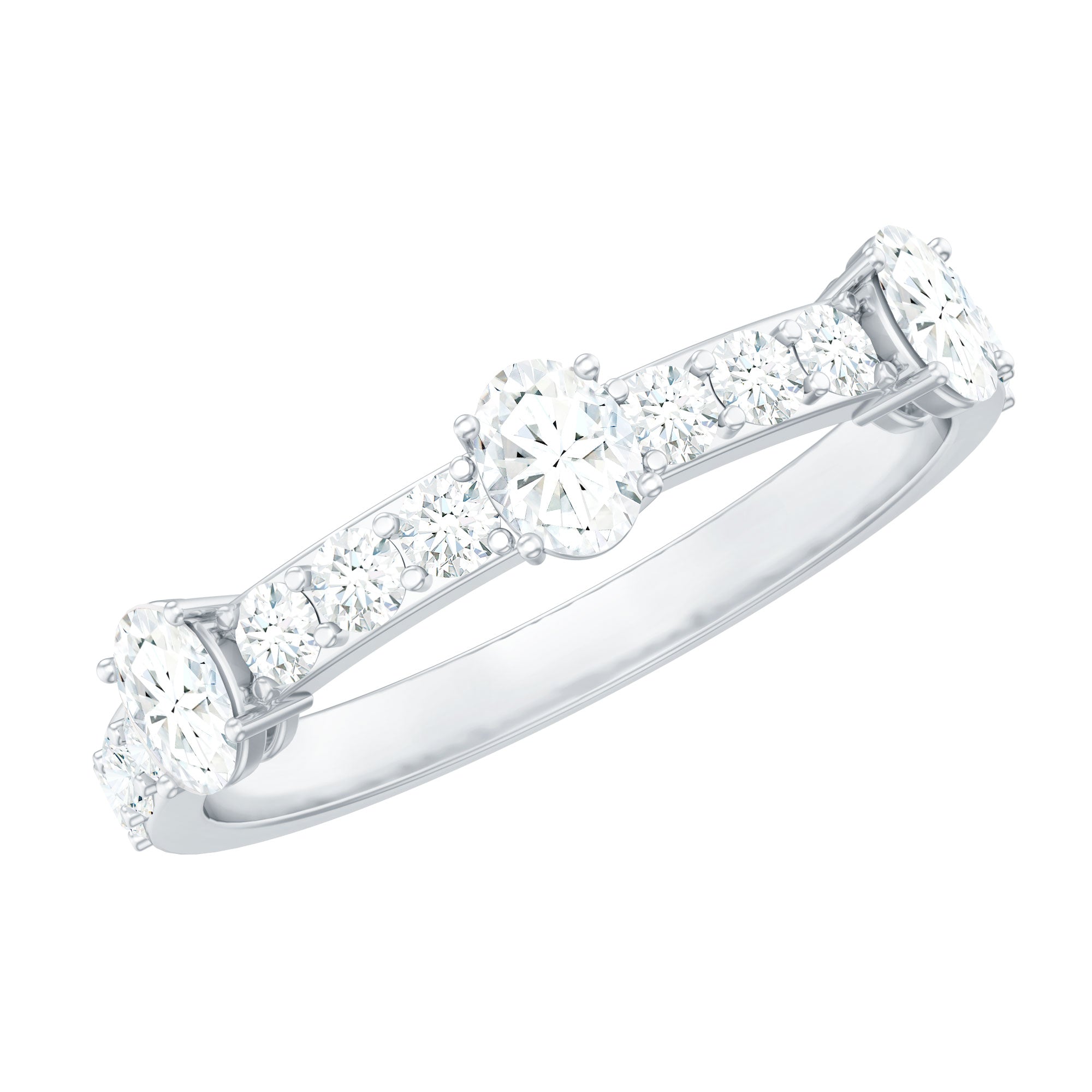 Natural Diamond Half Eternity Band Ring Natural - ( HI-SI ) - Rosec Jewels