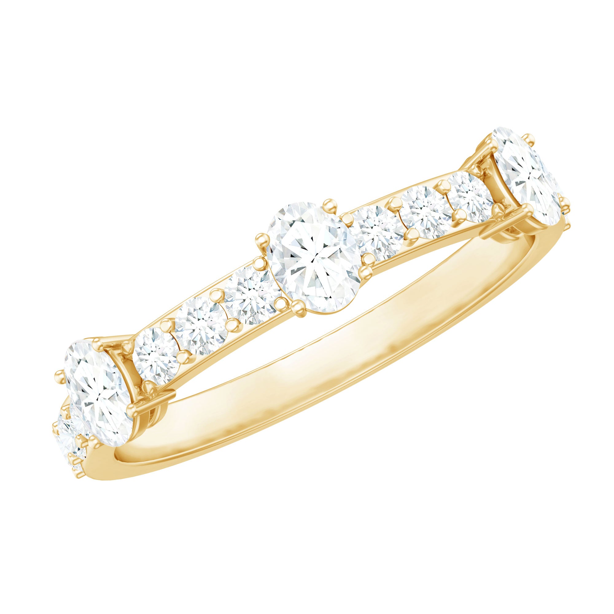 Natural Diamond Half Eternity Band Ring Natural - ( HI-SI ) - Rosec Jewels